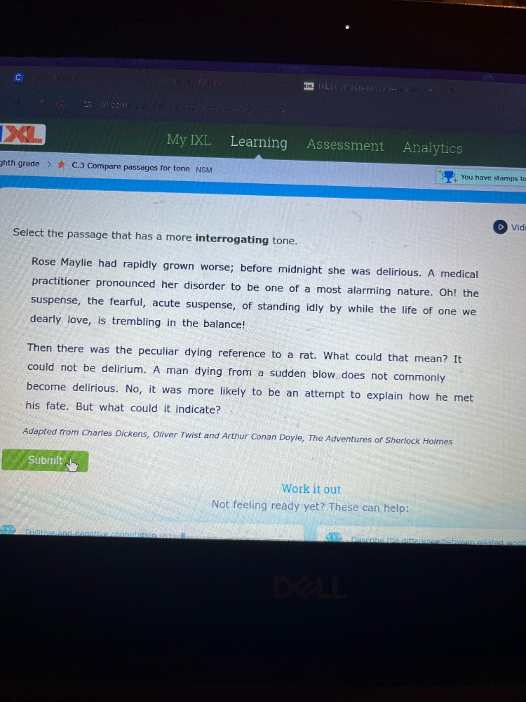 my ixl learning assessment analytics eighth grade > ★ c.3 compare passa…