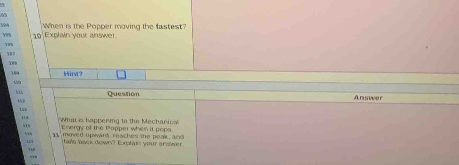 10 when is the popper moving the fastest? explain your answer. 11 what …