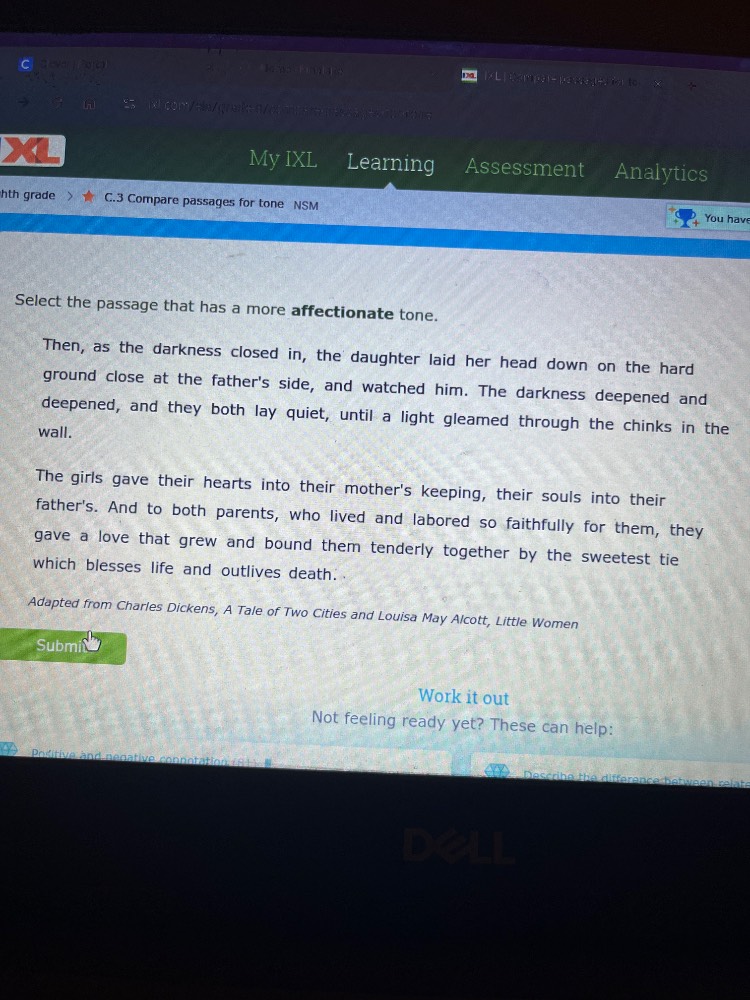 my ixl learning assessment analytics hth grade > c.3 compare passages f…