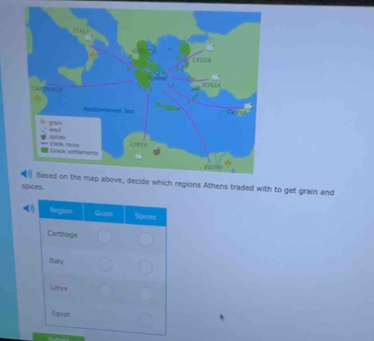 based on the map above, decide which regions athens traded with to get …