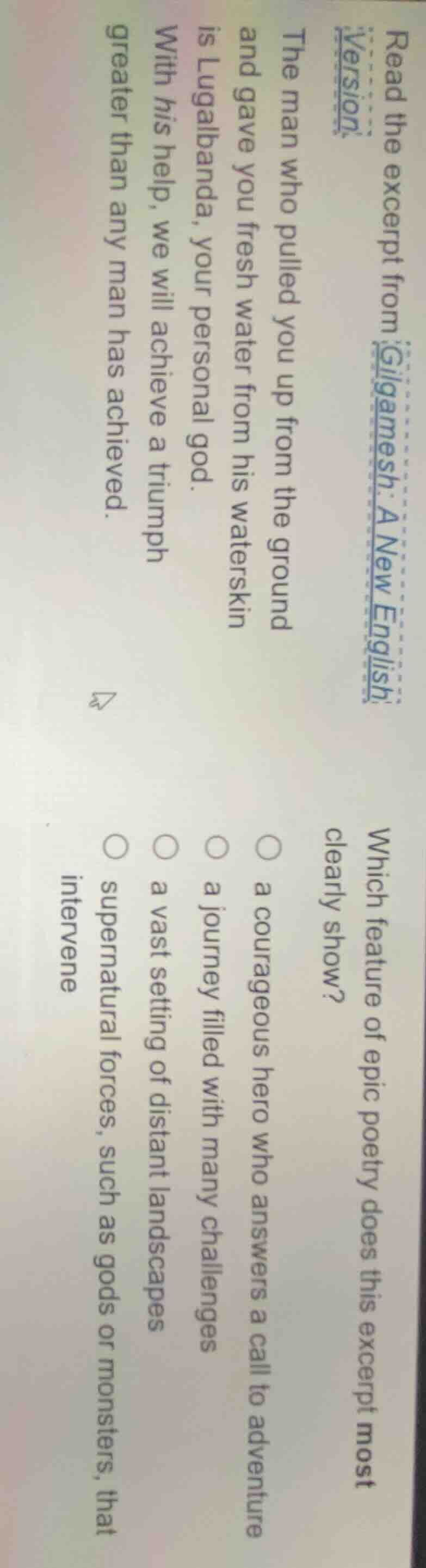 read the excerpt from gilgamesh: a new english version: the man who pul…