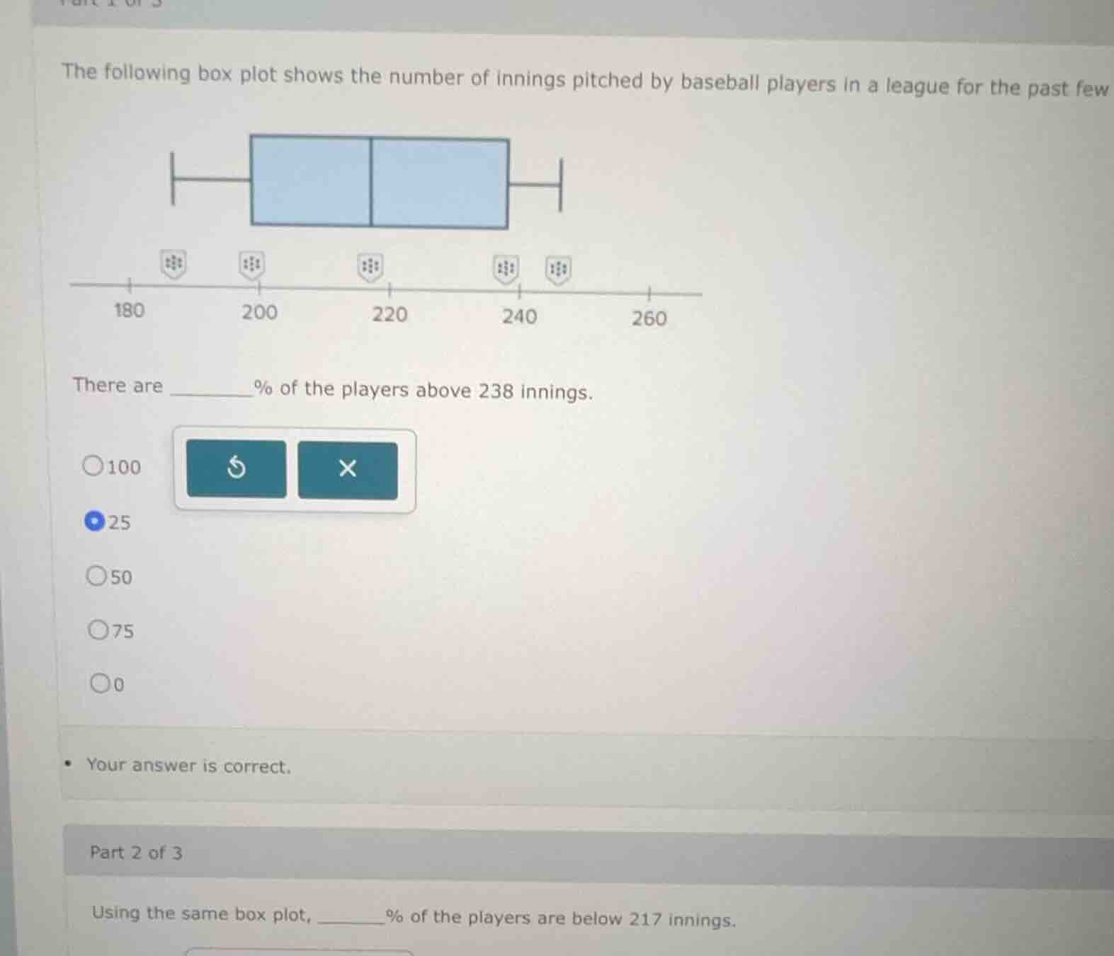 the following box plot shows the number of innings pitched by baseball …