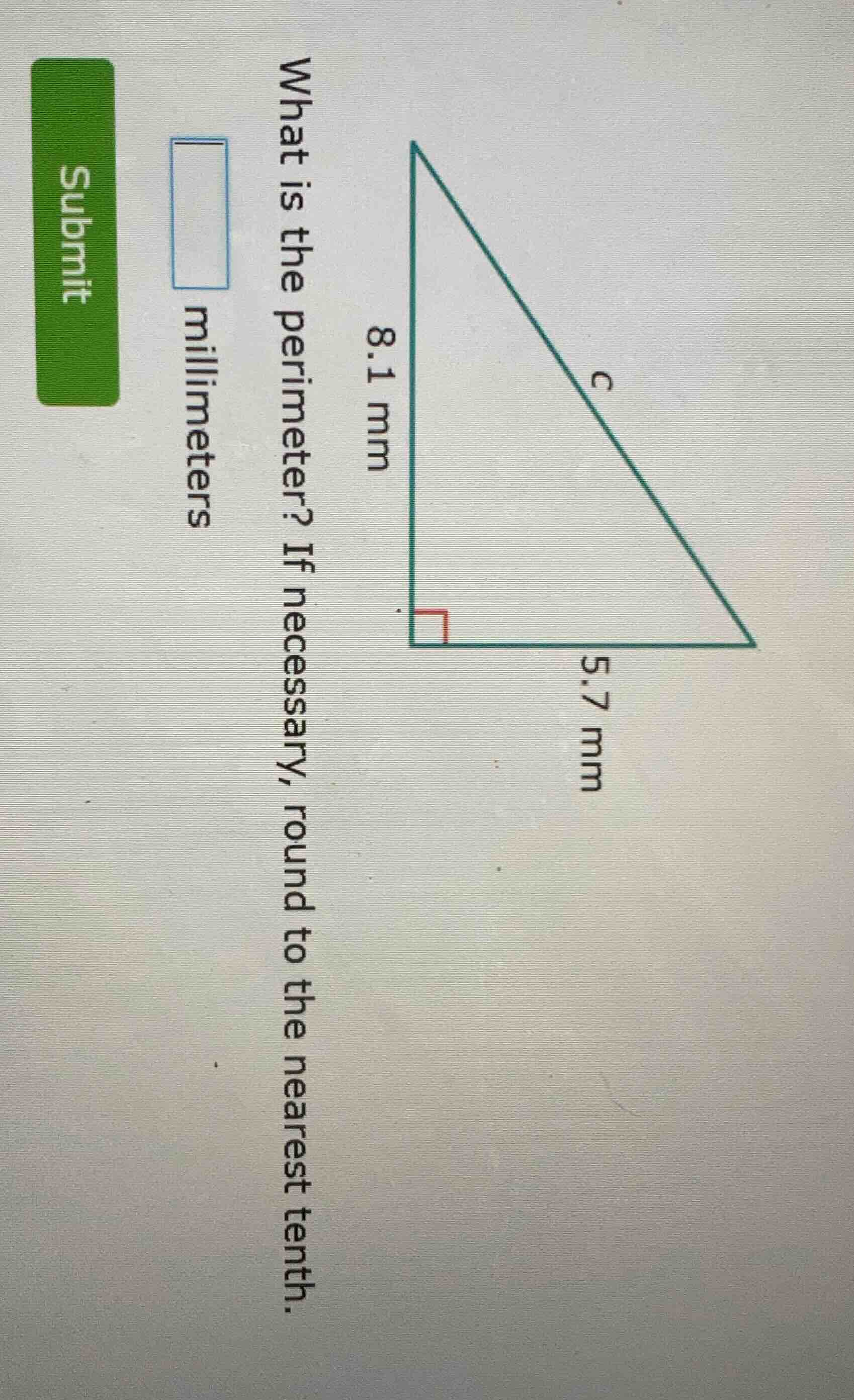 what is the perimeter? if necessary, round to the nearest tenth. $squar…