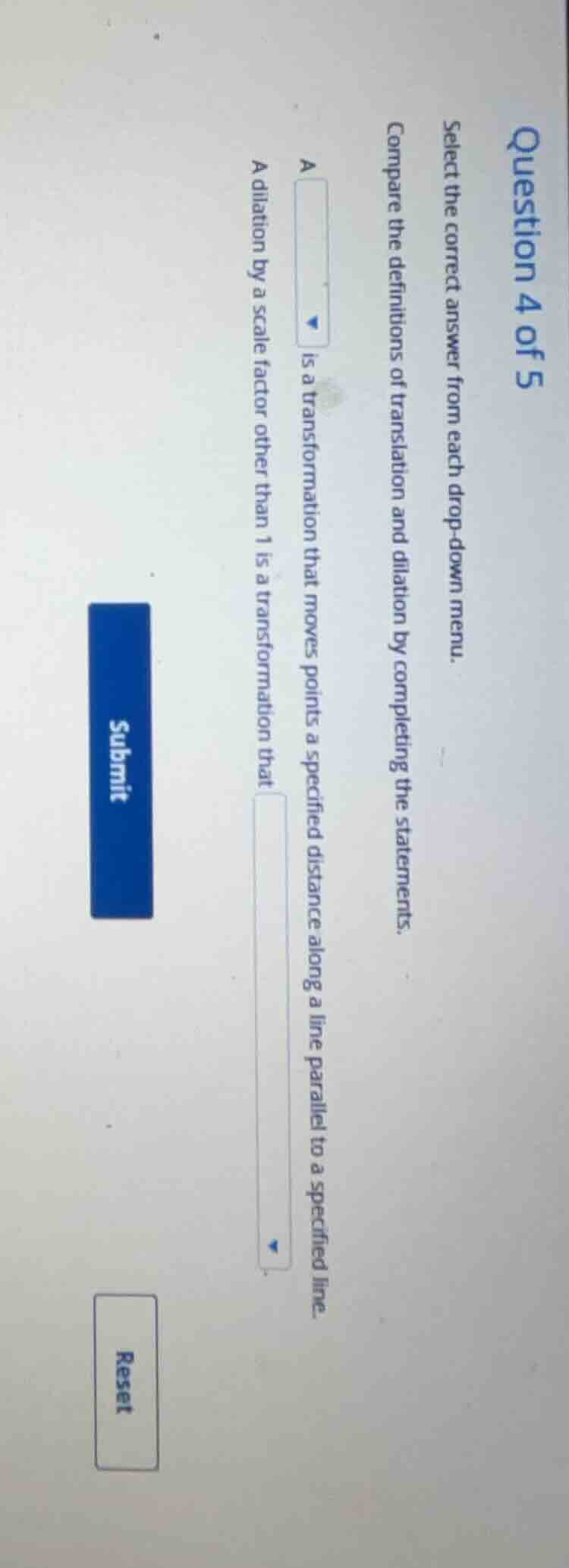 question 4 of 5 select the correct answer from each drop-down menu. com…