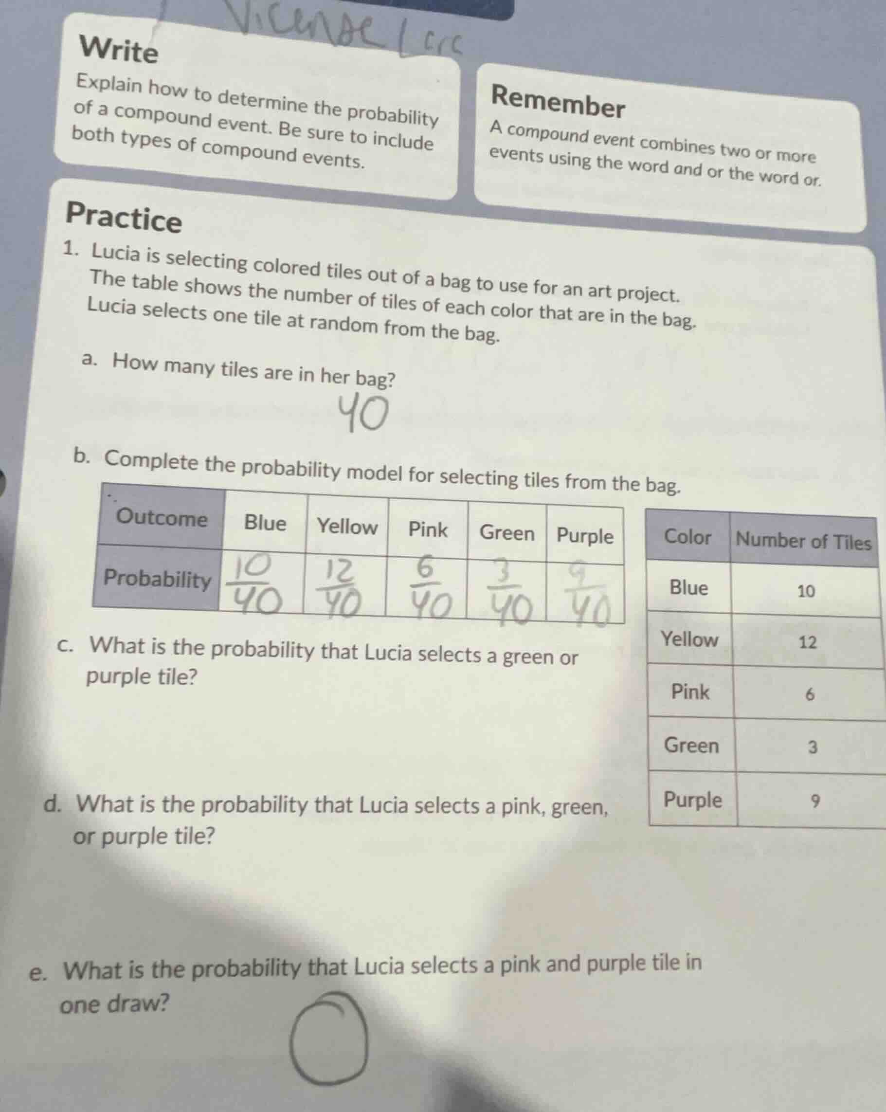 write explain how to determine the probability of a compound event. be …