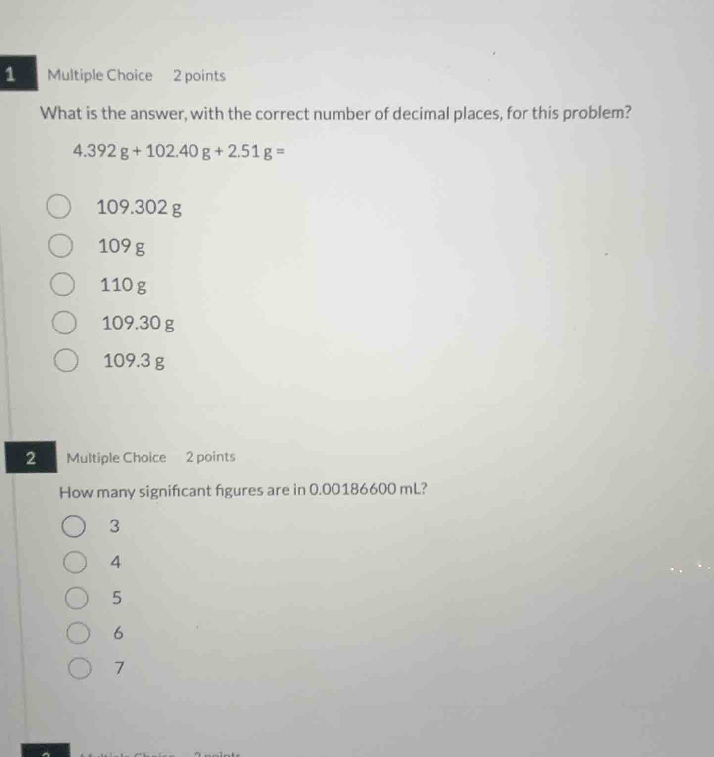 1 multiple choice 2 points what is the answer, with the correct number …