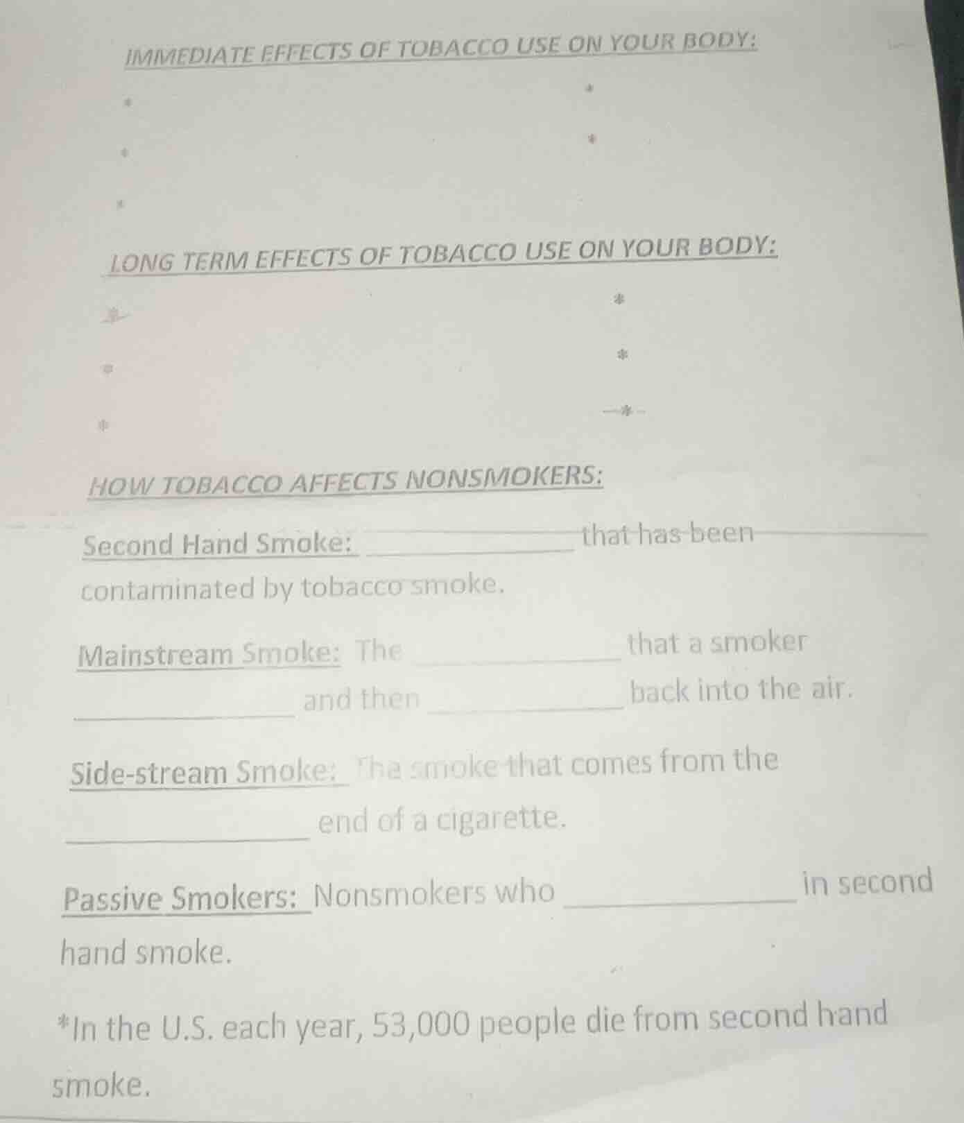 immediate effects of tobacco use on your body:*****long term effects of…