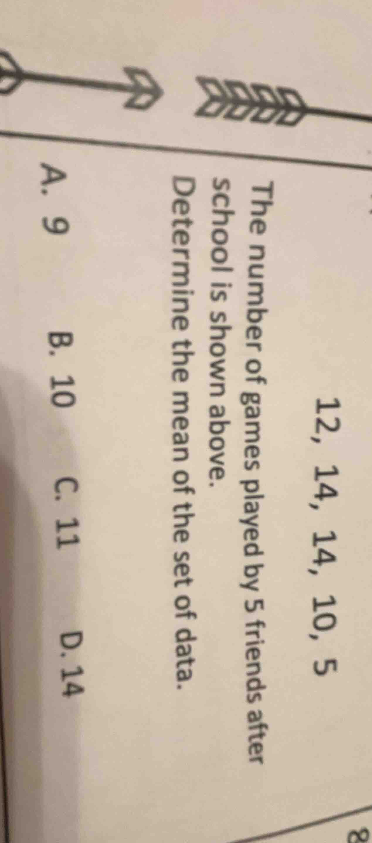 12, 14, 14, 10, 5 the number of games played by 5 friends after school …