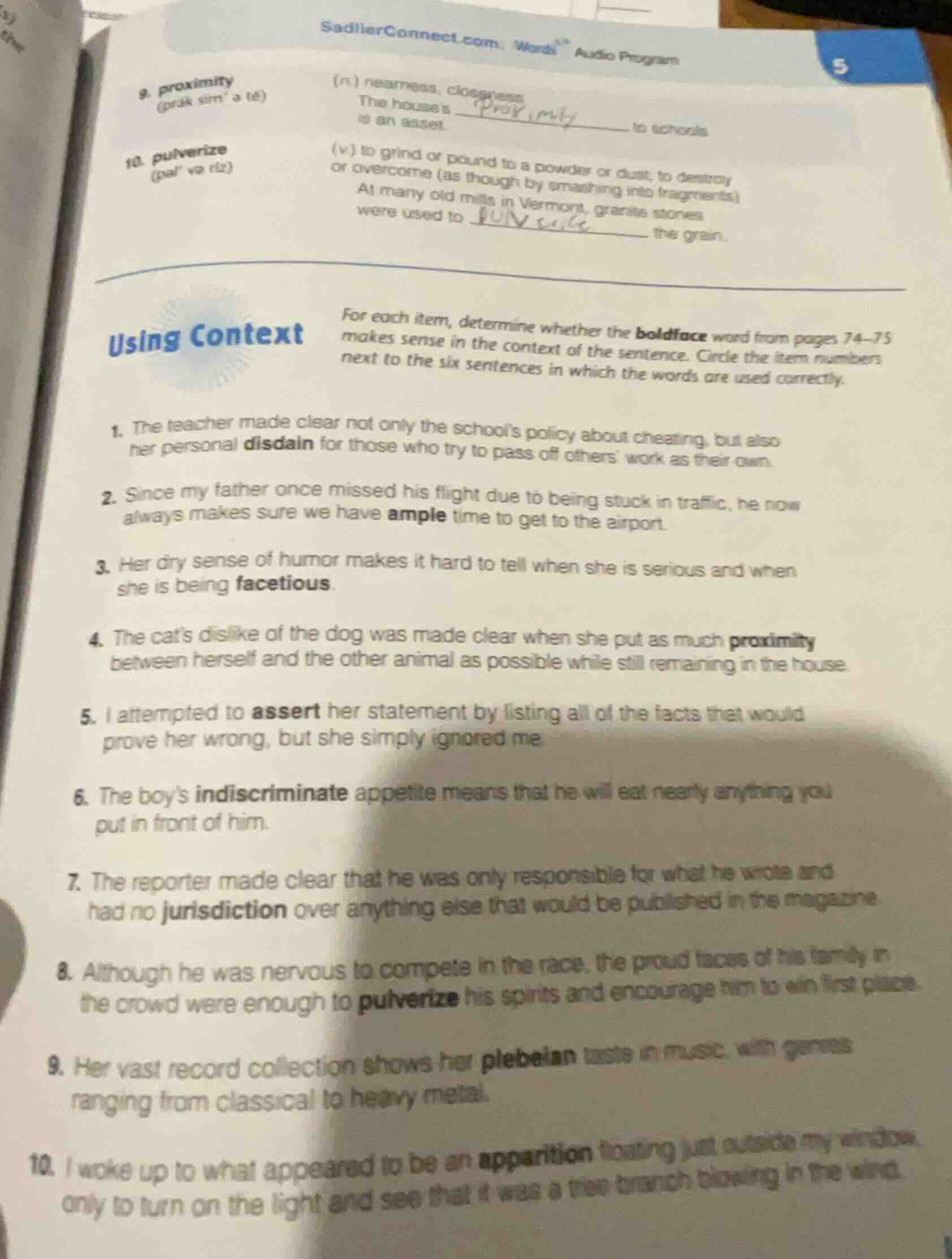 sadlierconnect.com: words audio program59. proximity(präk sim a té)(n.)…