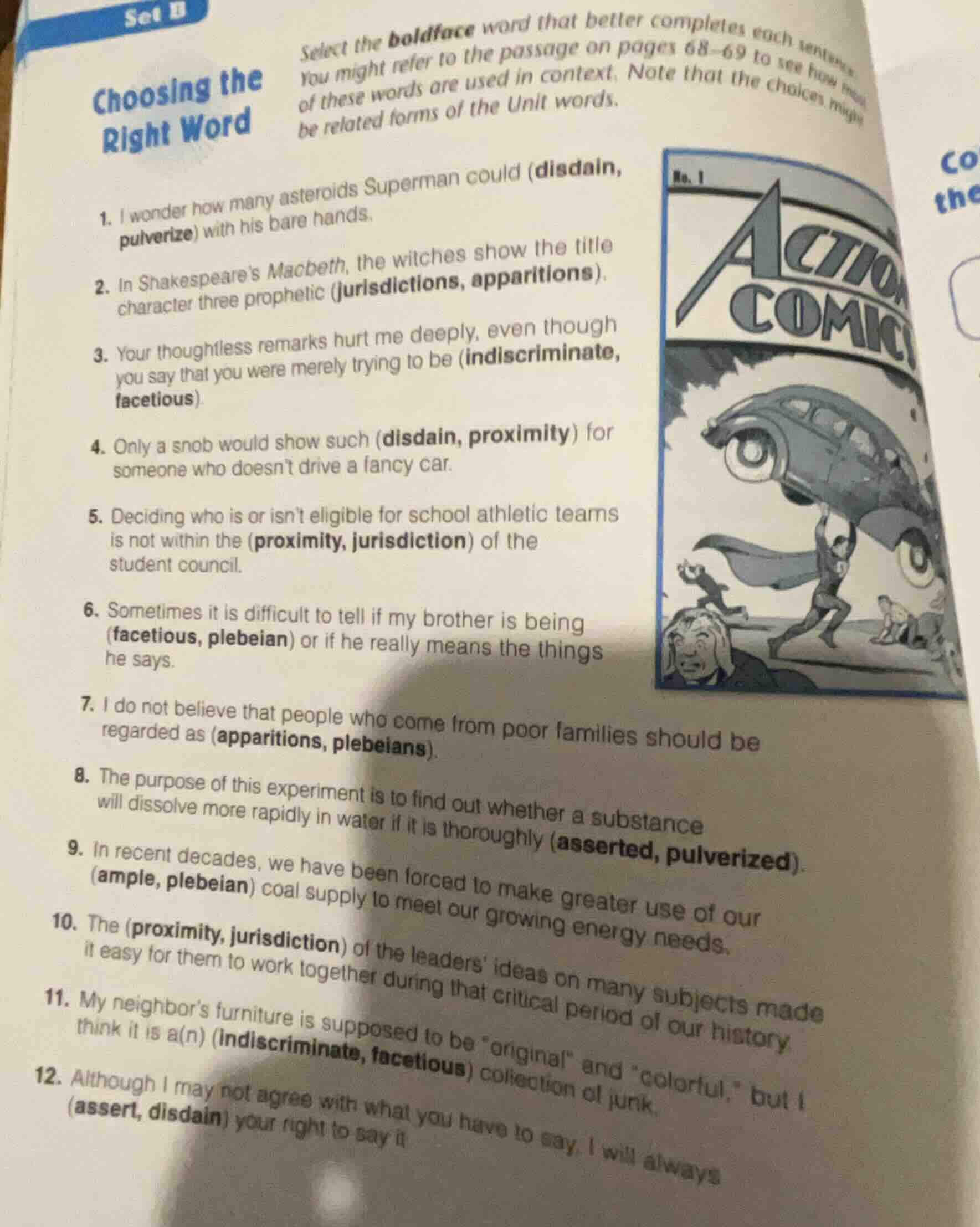 set b choosing the right word select the boldface word that better comp…