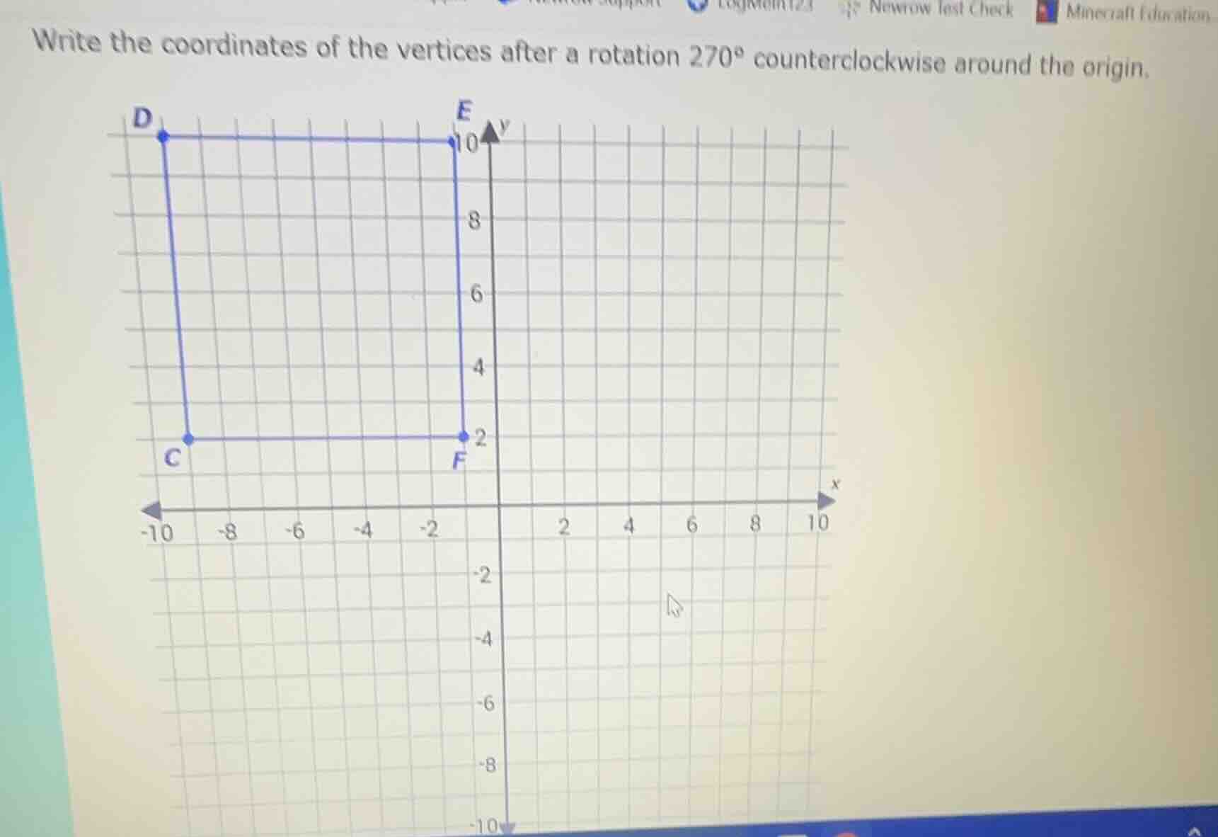 write the coordinates of the vertices after a rotation $270^{\\circ}$ c…