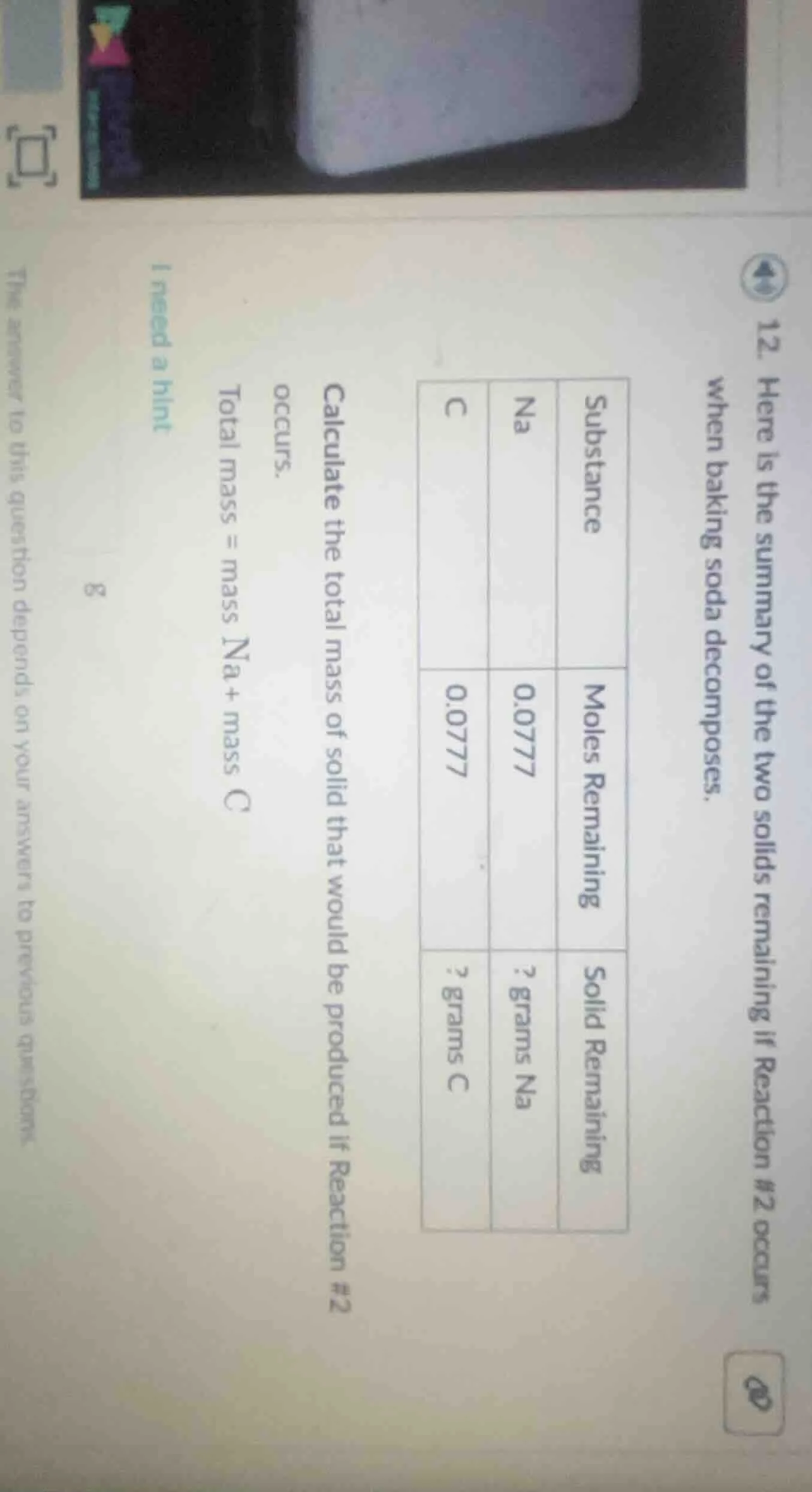12. here is the summary of the two solids remaining if reaction #2 occu…