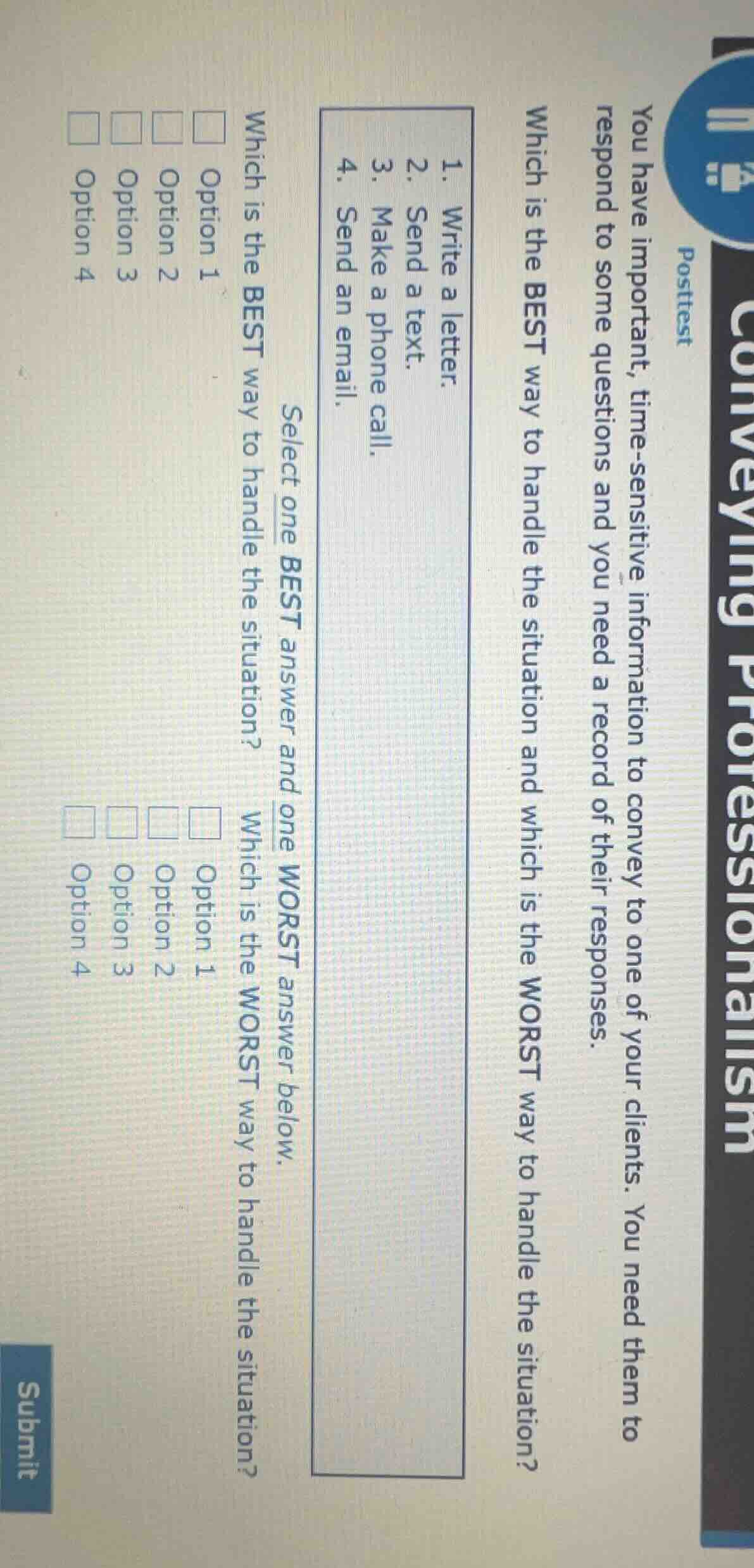 conveying professionalism posttest you have important, time-sensitive i…