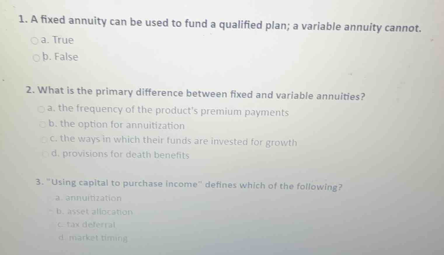 1. a fixed annuity can be used to fund a qualified plan; a variable ann…