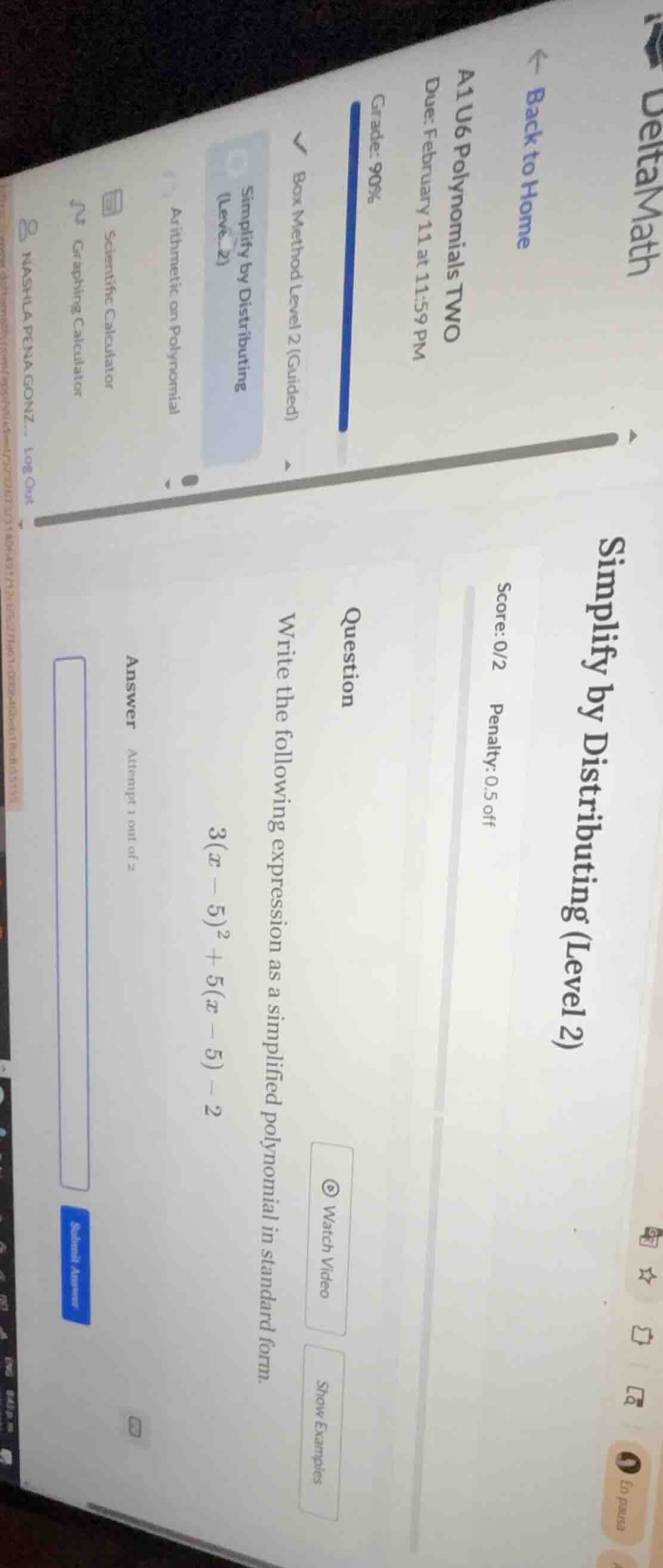 deltamath ← back to home a1 u6 polynomials two due: february 11 at 11:5…