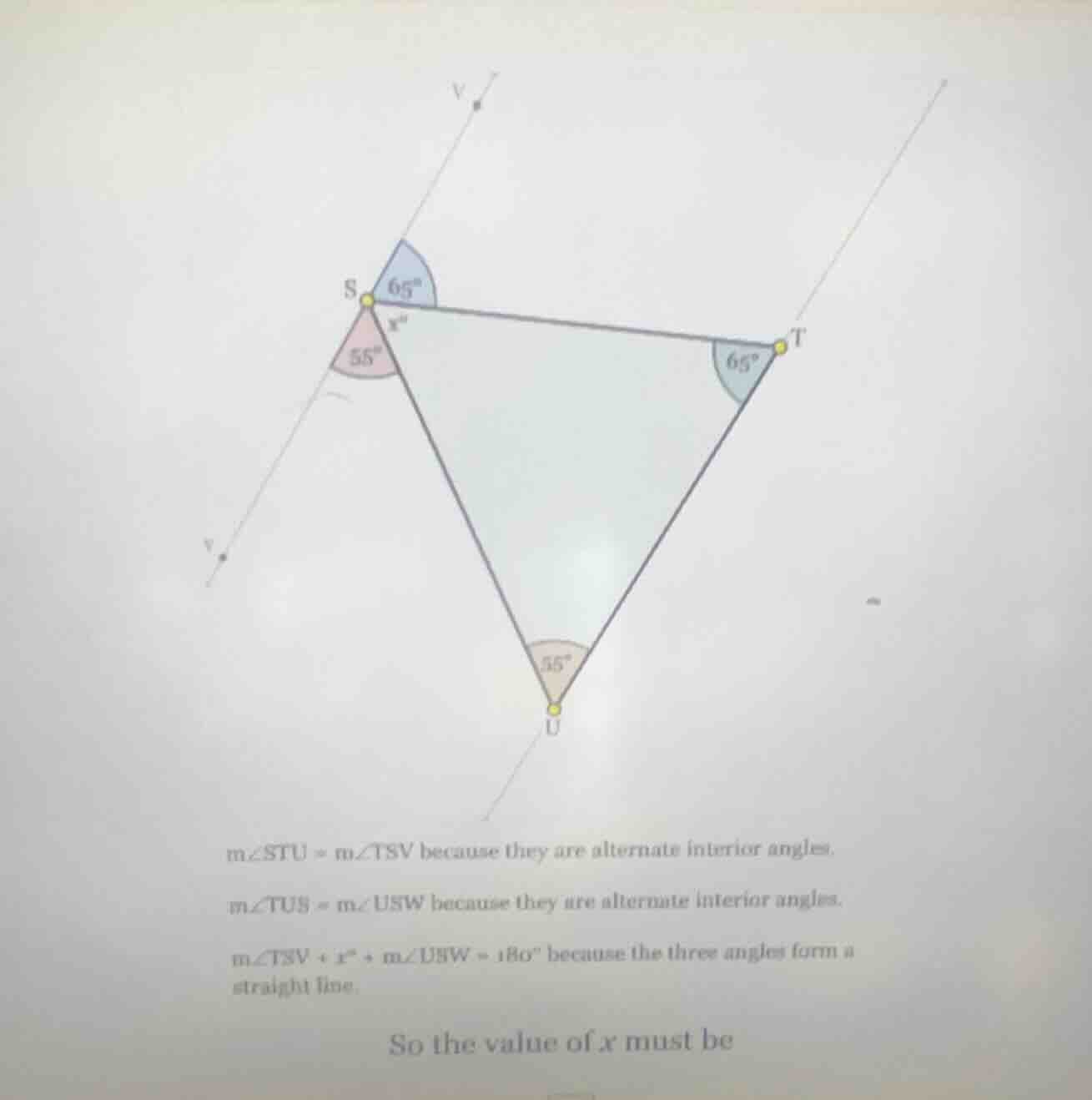 $mangle stu = mangle tsv$ because they are alternate interior angles.$m…