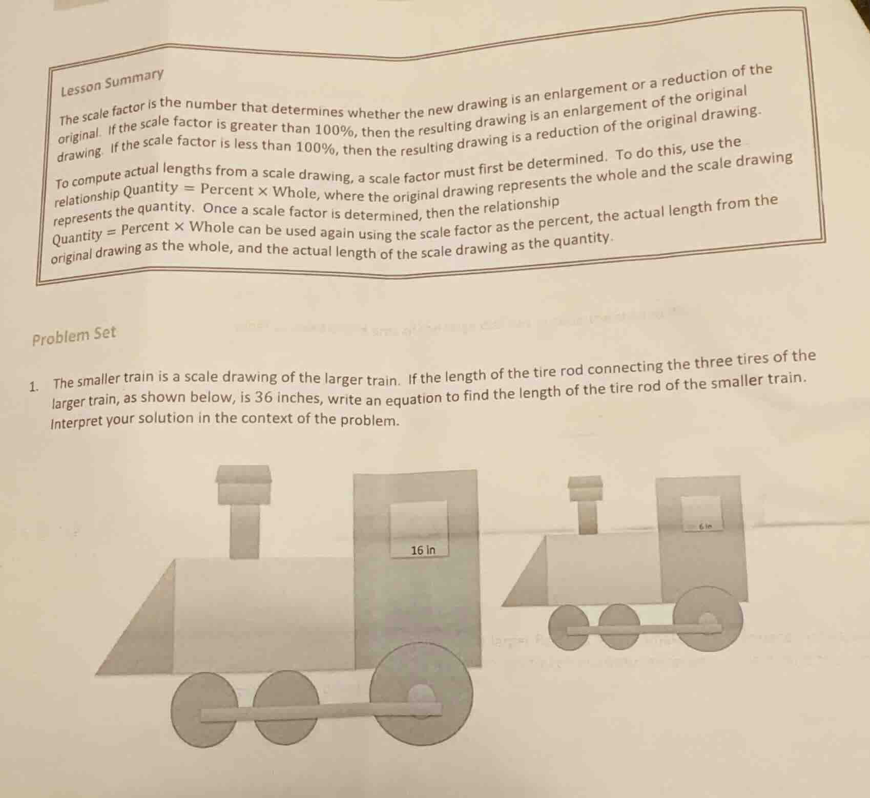 lesson summary the scale factor is the number that determines whether t…