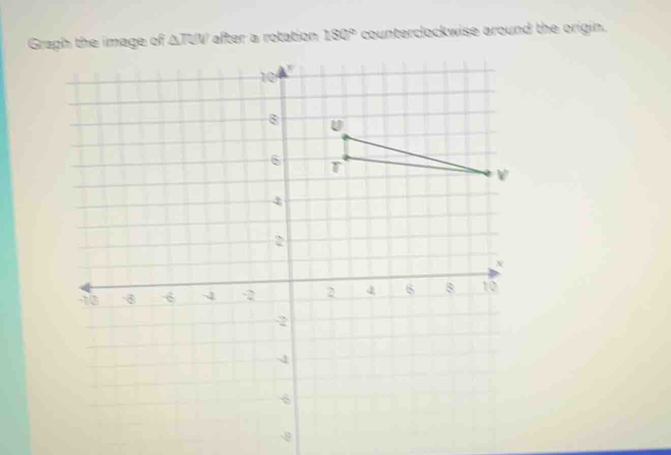 graph the image of $\triangle tuv$ after a rotation $180^{circ}$ counte…