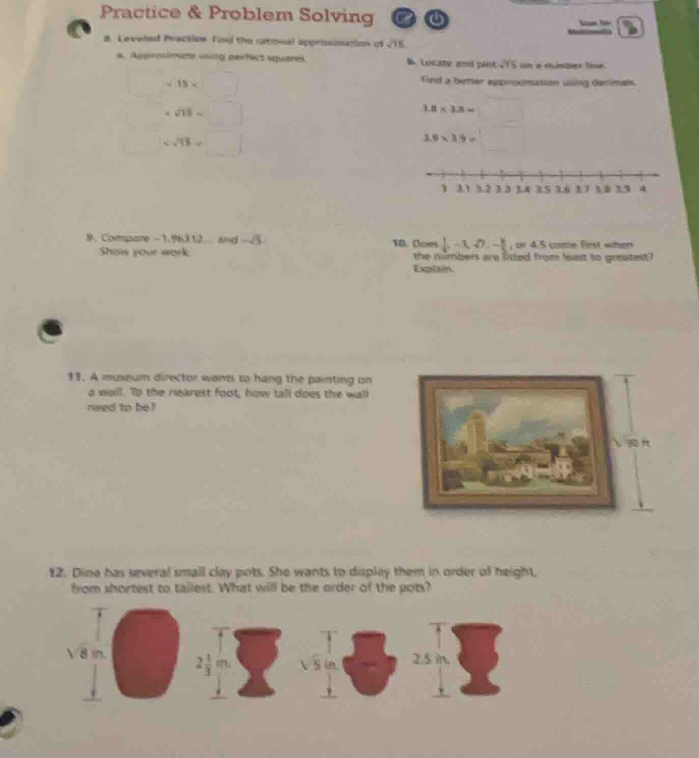 practice & problem solving 8. leveled practice find the rational approx…