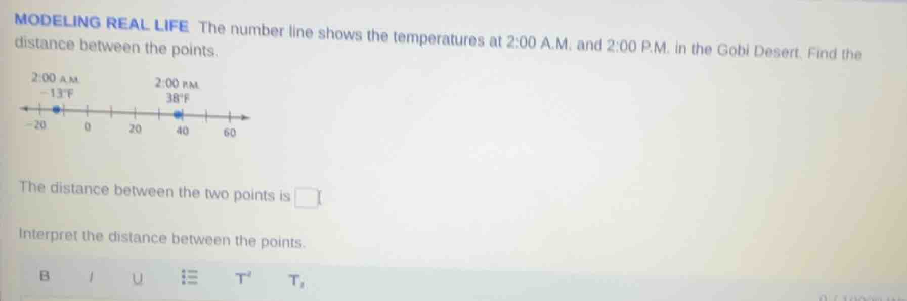 modeling real life the number line shows the temperatures at 2:00 a.m. …