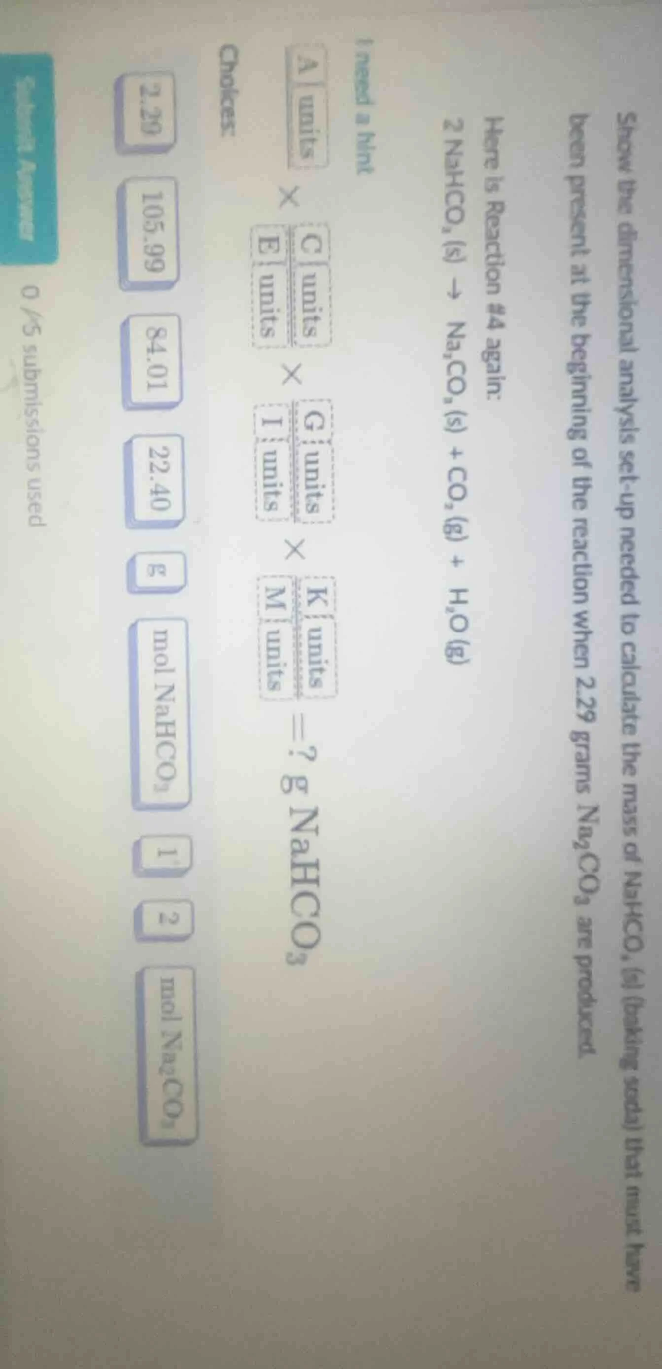show the dimensional analysis set-up needed to calculate the mass of na…