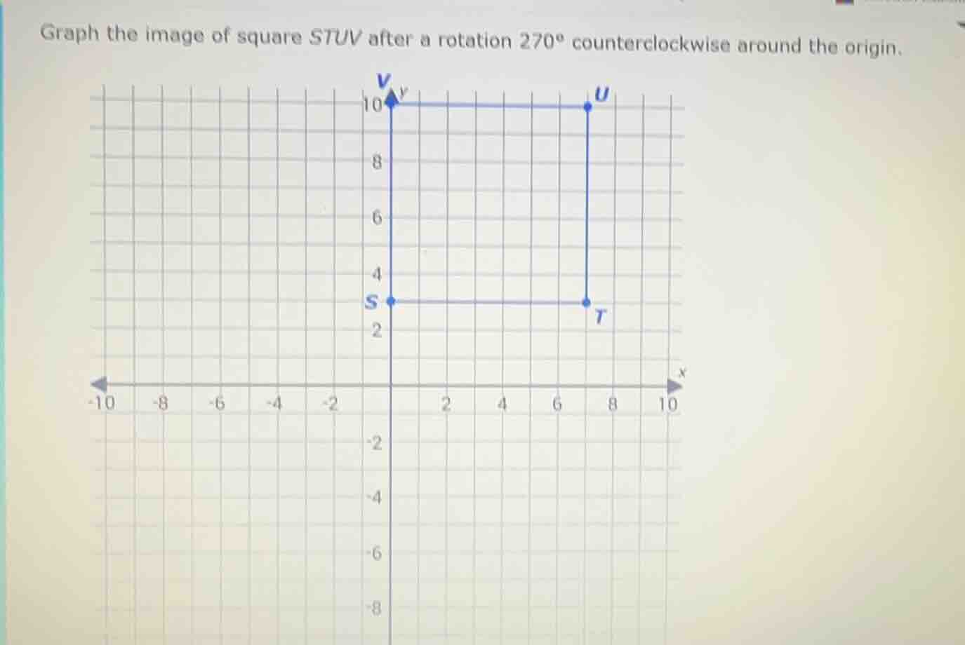 graph the image of square stuv after a rotation $270^\\circ$ counterclo…