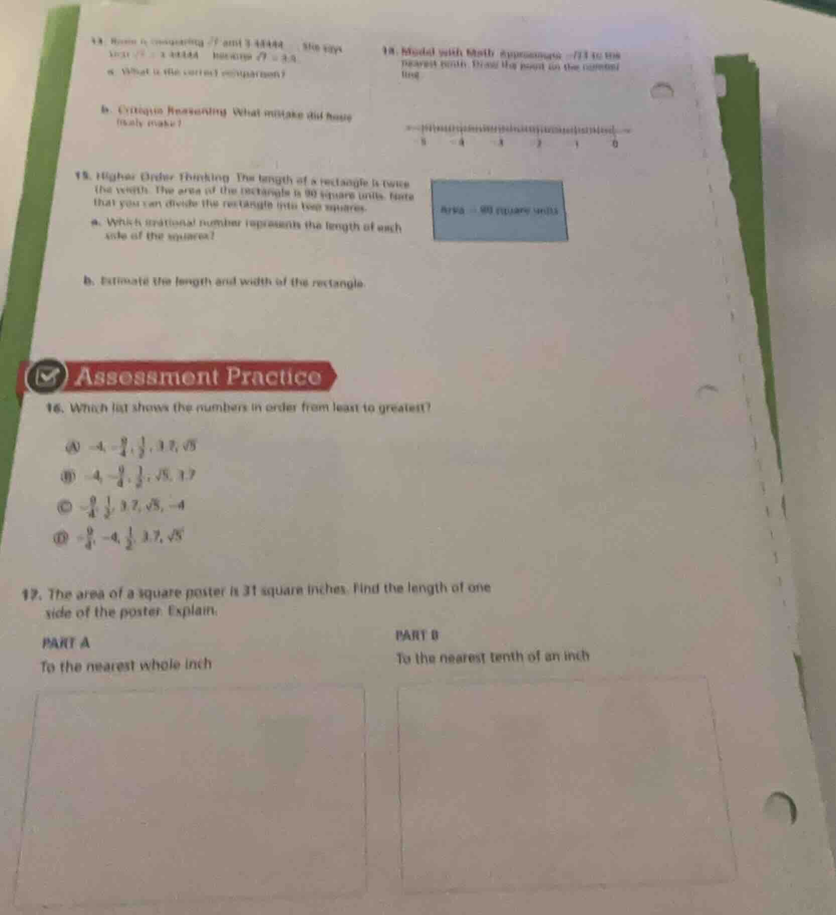 14. rosa is considering $sqrt{7}$ and 3.44444. she says that $sqrt{7}=3…