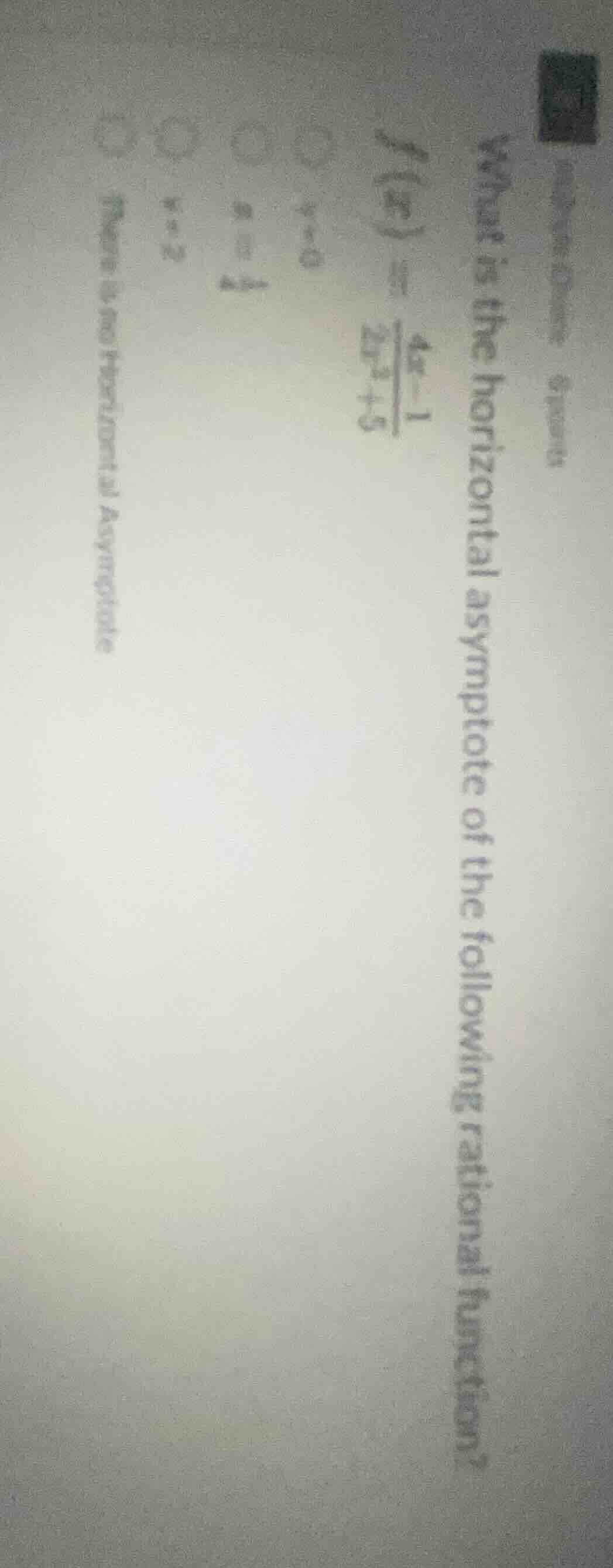 what is the horizontal asymptote of the following rational function? $f…