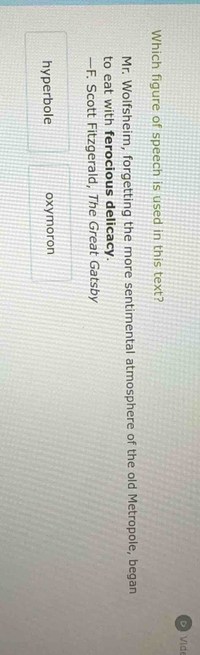 which figure of speech is used in this text? mr. wolfsheim, forgetting …