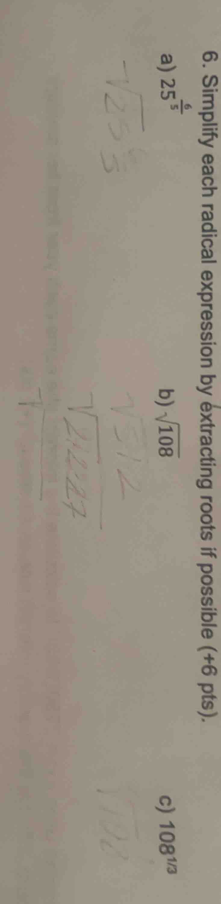 6. simplify each radical expression by extracting roots if possible (+6…