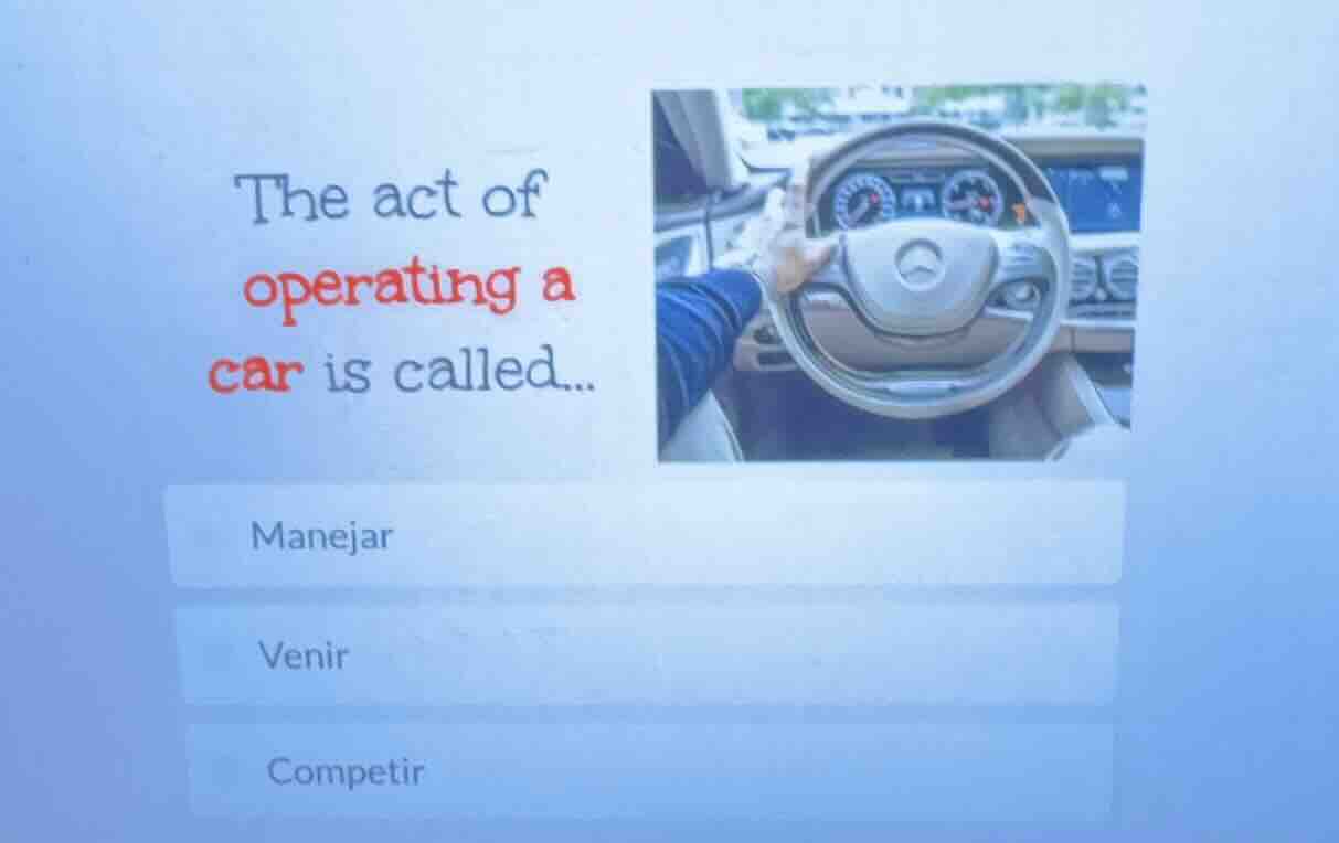 the act of operating a car is called... manejar venir competir