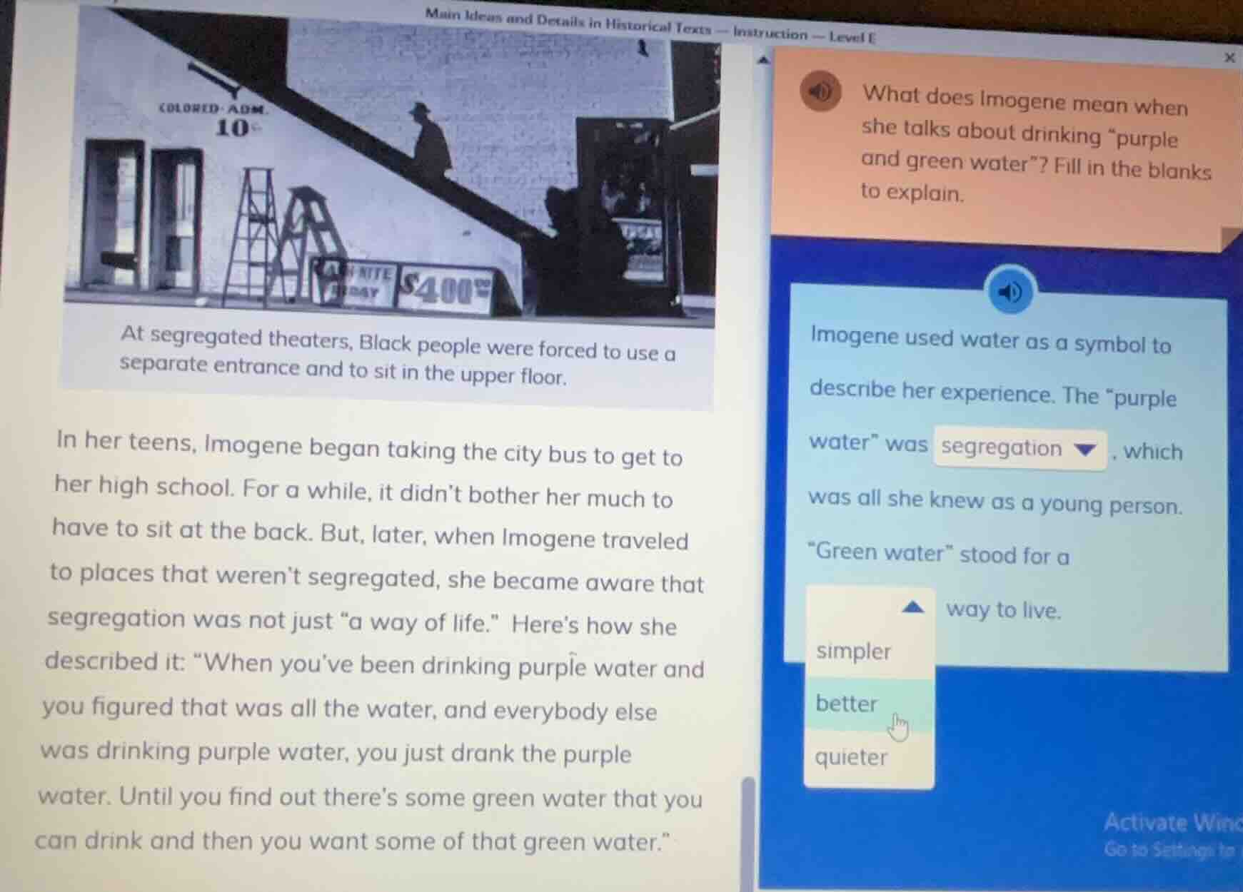 main ideas and details in historical texts — instruction — level e at s…