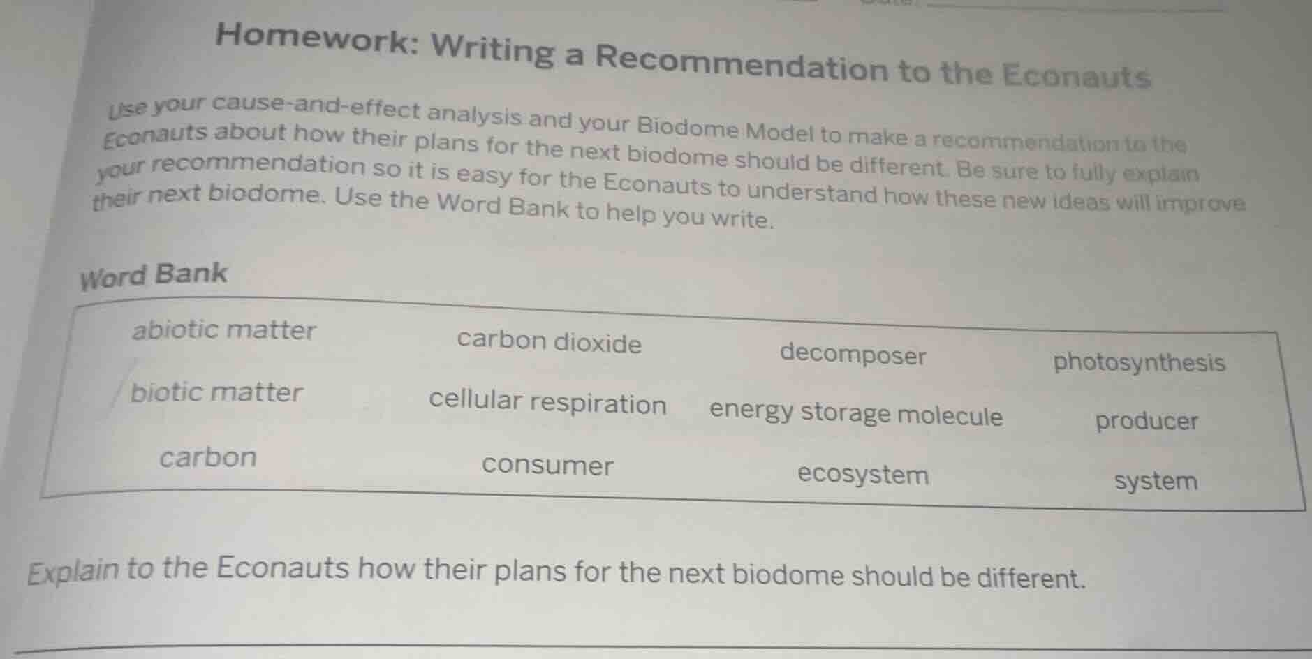 homework: writing a recommendation to the econauts use your cause-and-e…