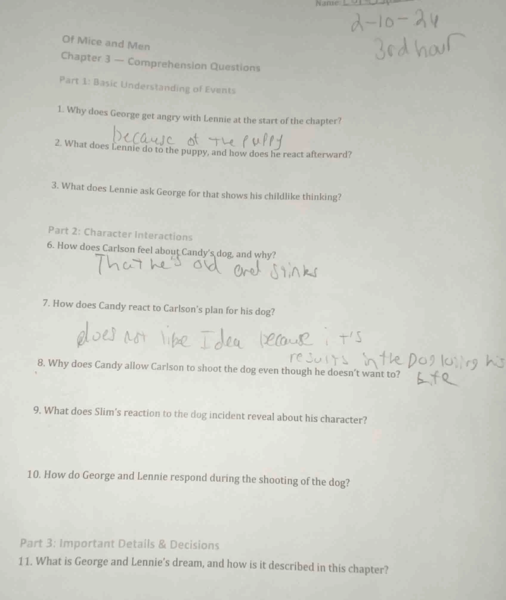 of mice and men chapter 3 — comprehension questions part 1: basic under…