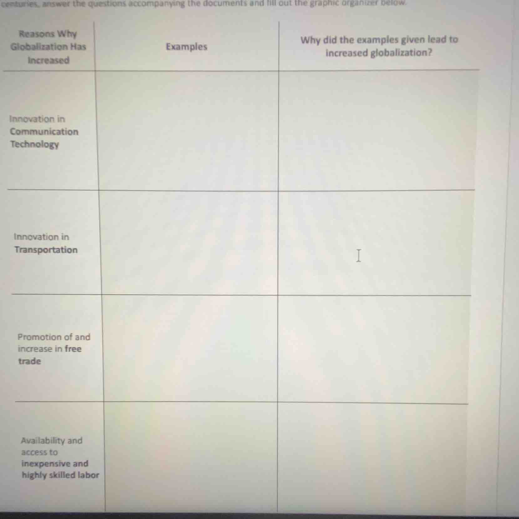 centuries, answer the questions accompanying the documents and fill out…