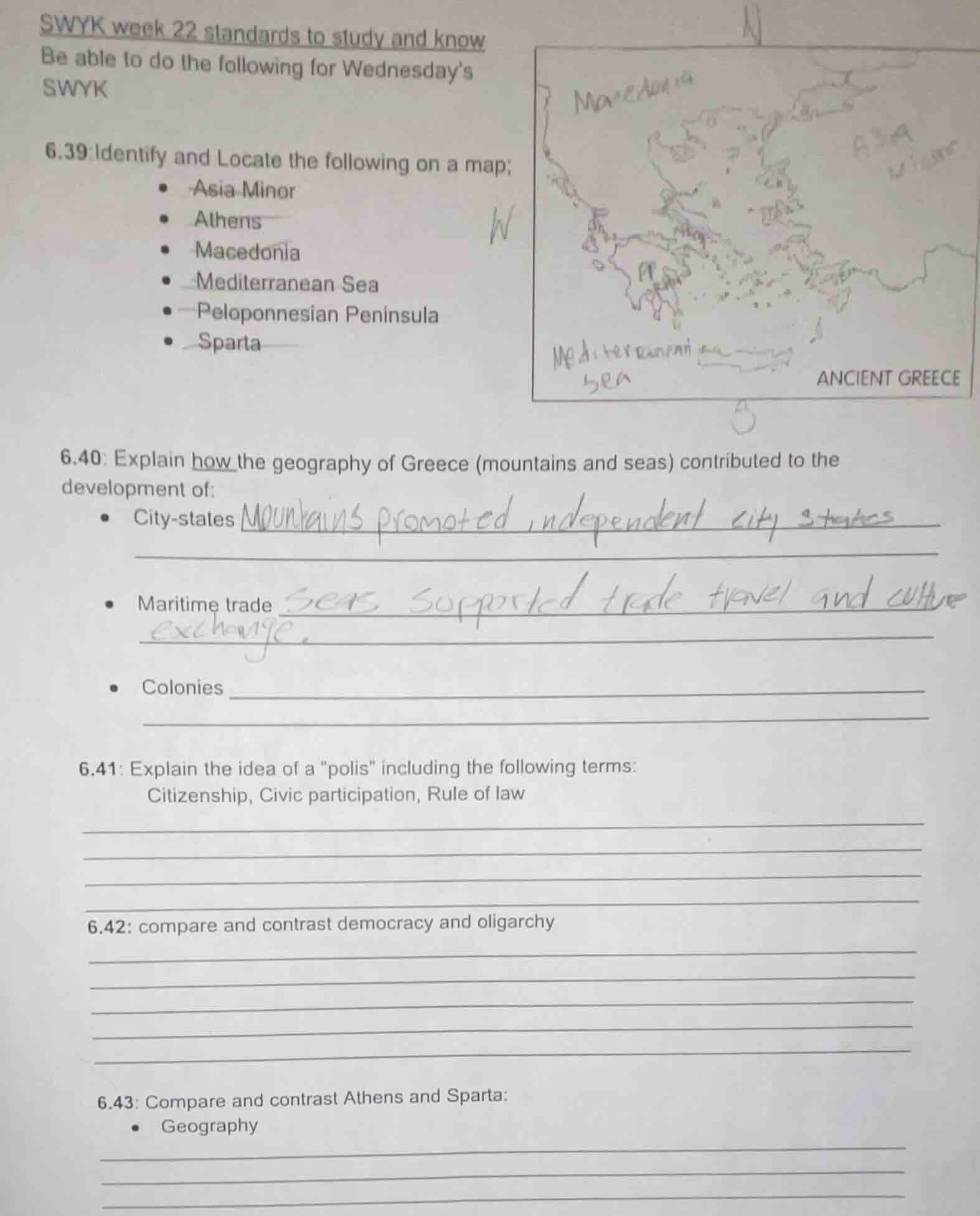 swyk week 22 standards to study and know be able to do the following fo…