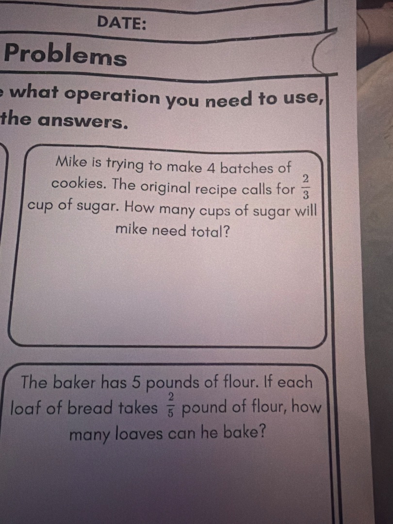 date: problems e what operation you need to use, the answers. mike is t…