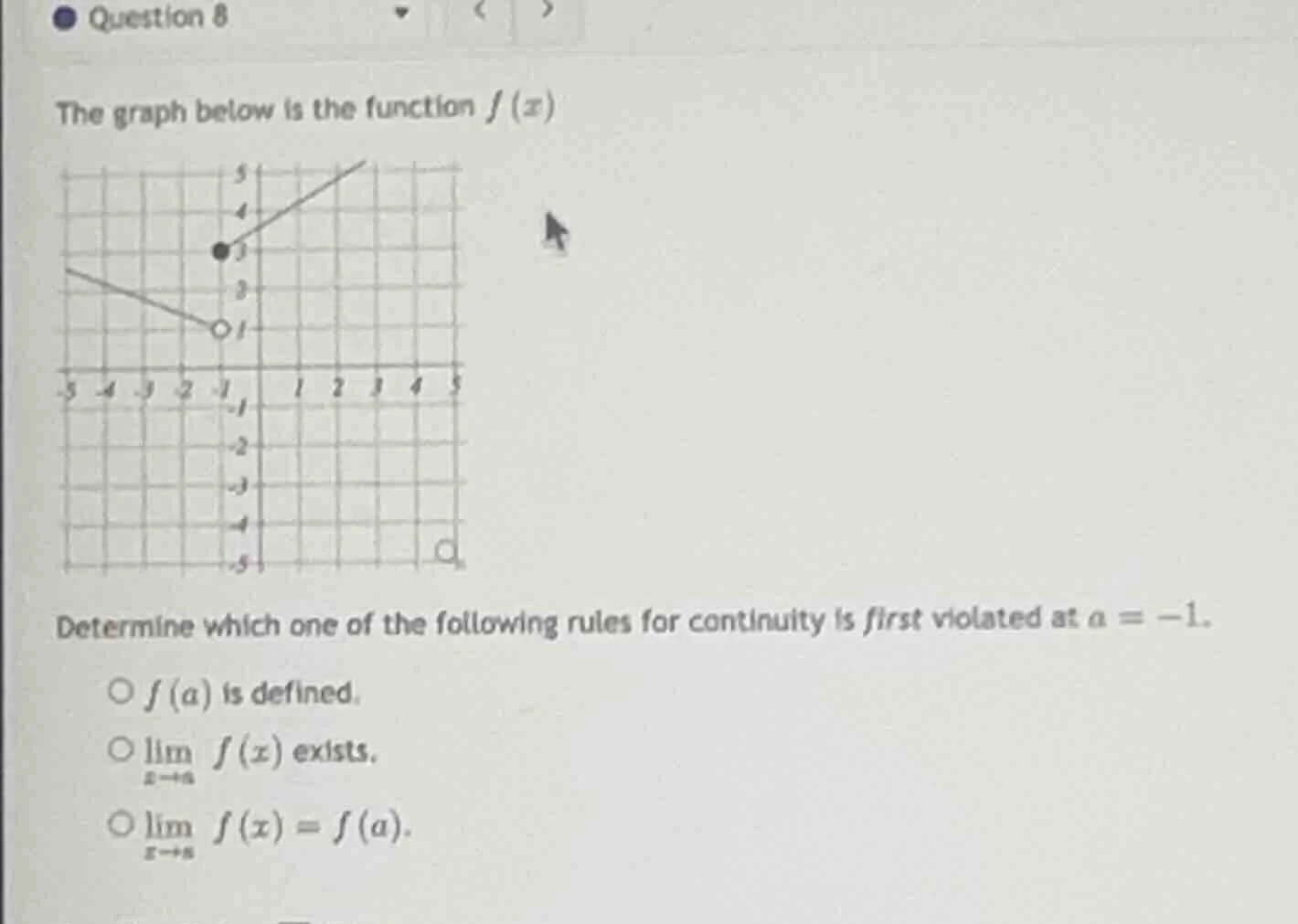 question 8 the graph below is the function $f(x)$ determine which one o…