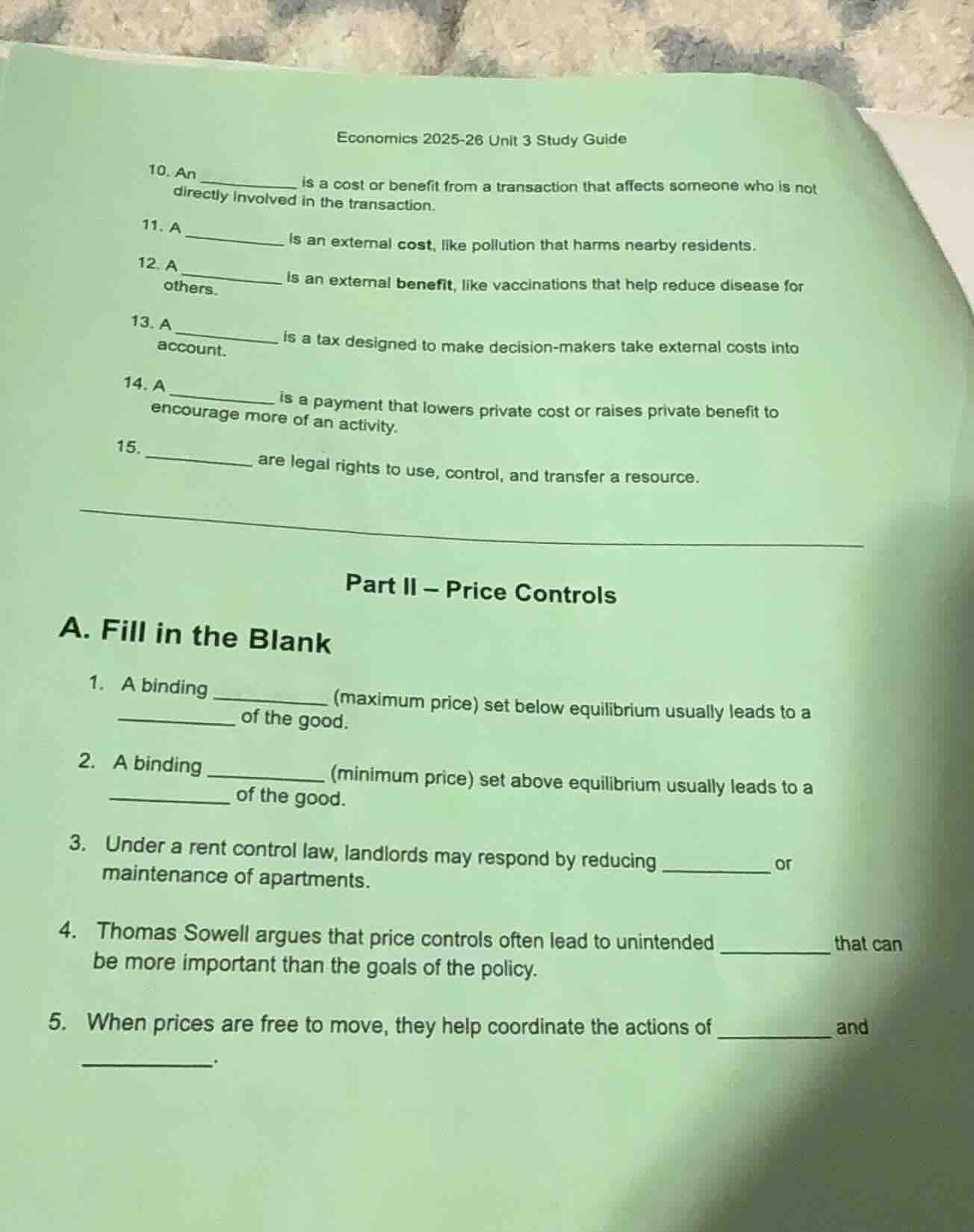 economics 2025-26 unit 3 study guide 10. an __________ is a cost or ben…