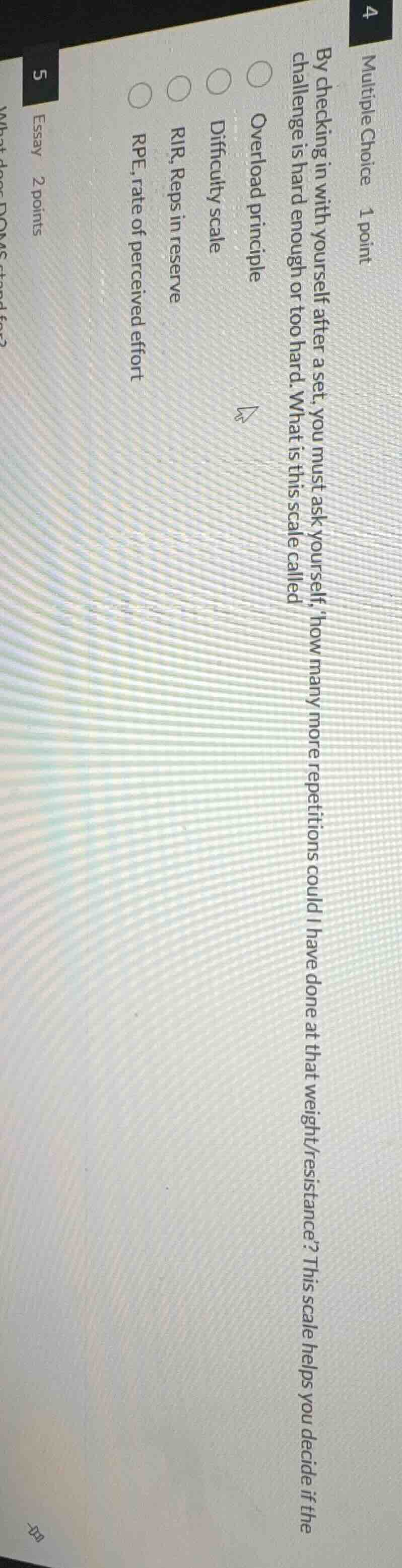 4 multiple choice 1 point by checking in with yourself after a set, you…