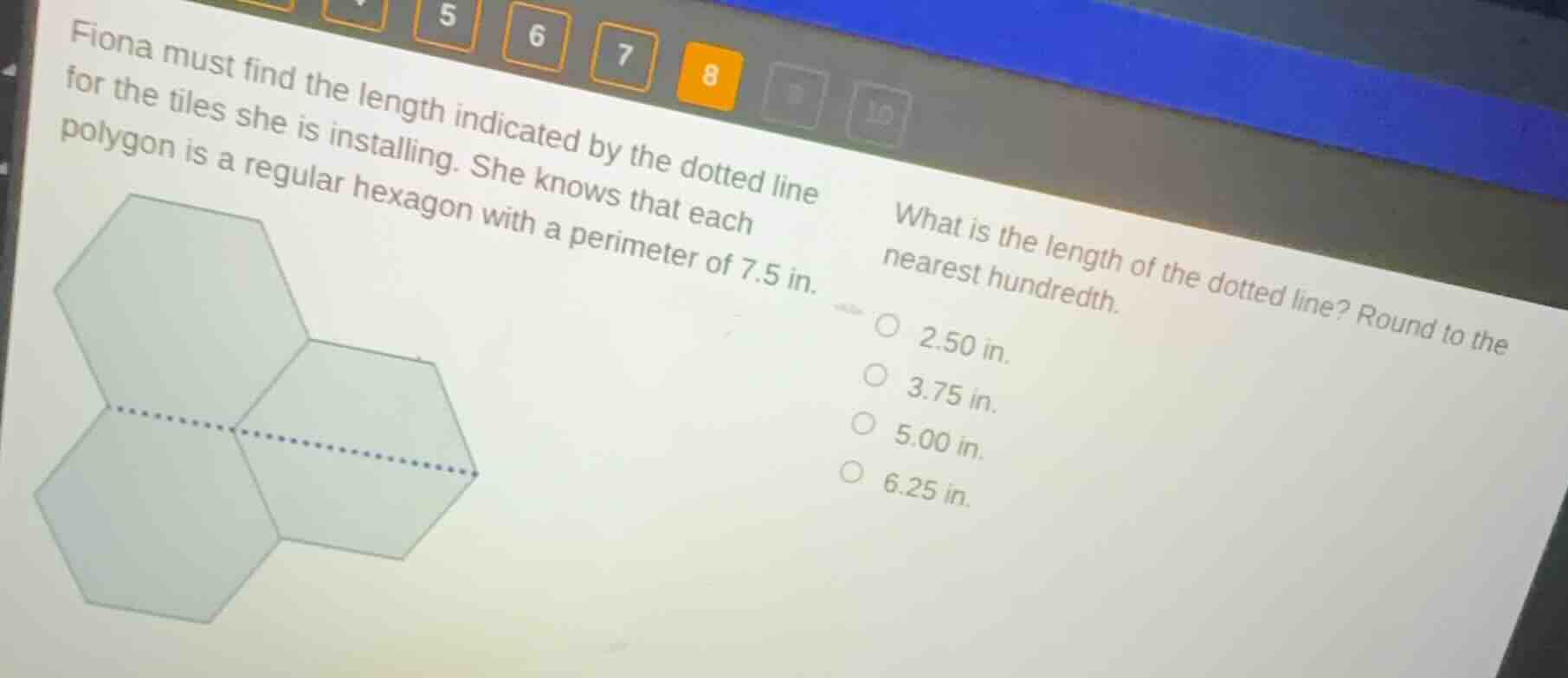 fiona must find the length indicated by the dotted line for the tiles s…