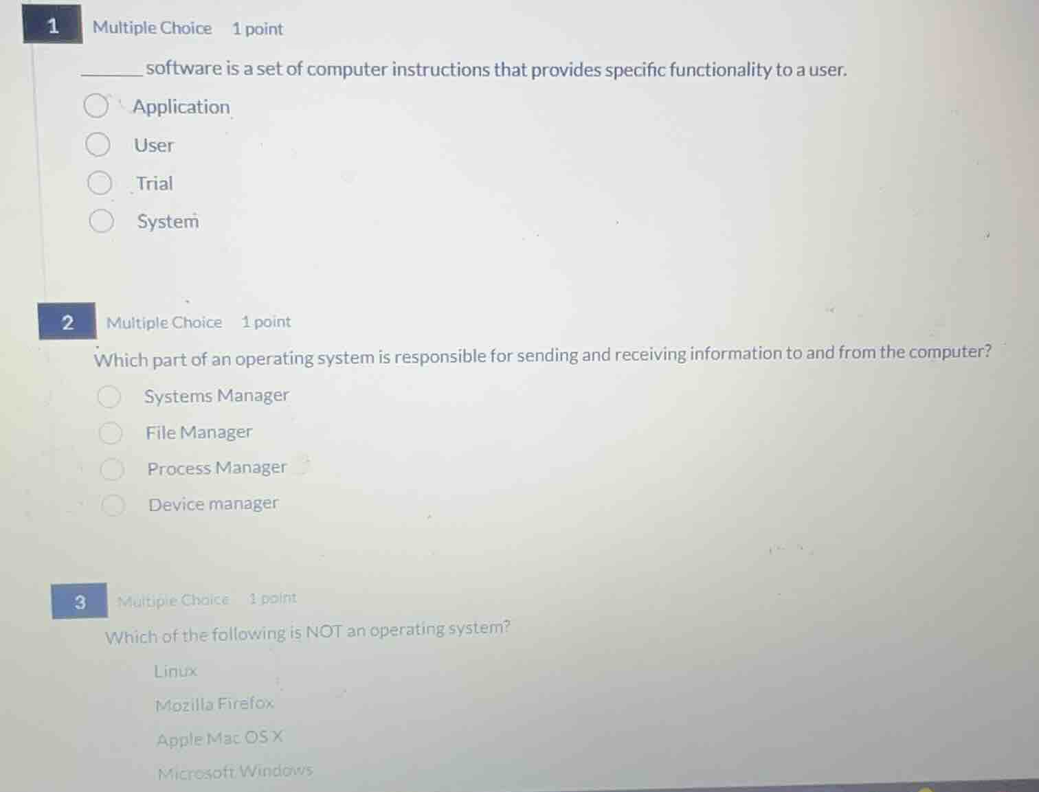 1 multiple choice 1 point ______ software is a set of computer instruct…