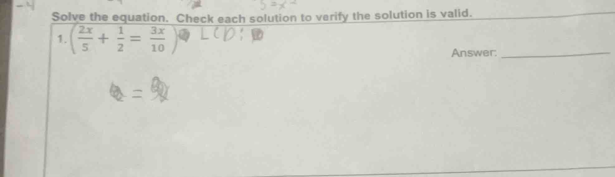 solve the equation. check each solution to verify the solution is valid…