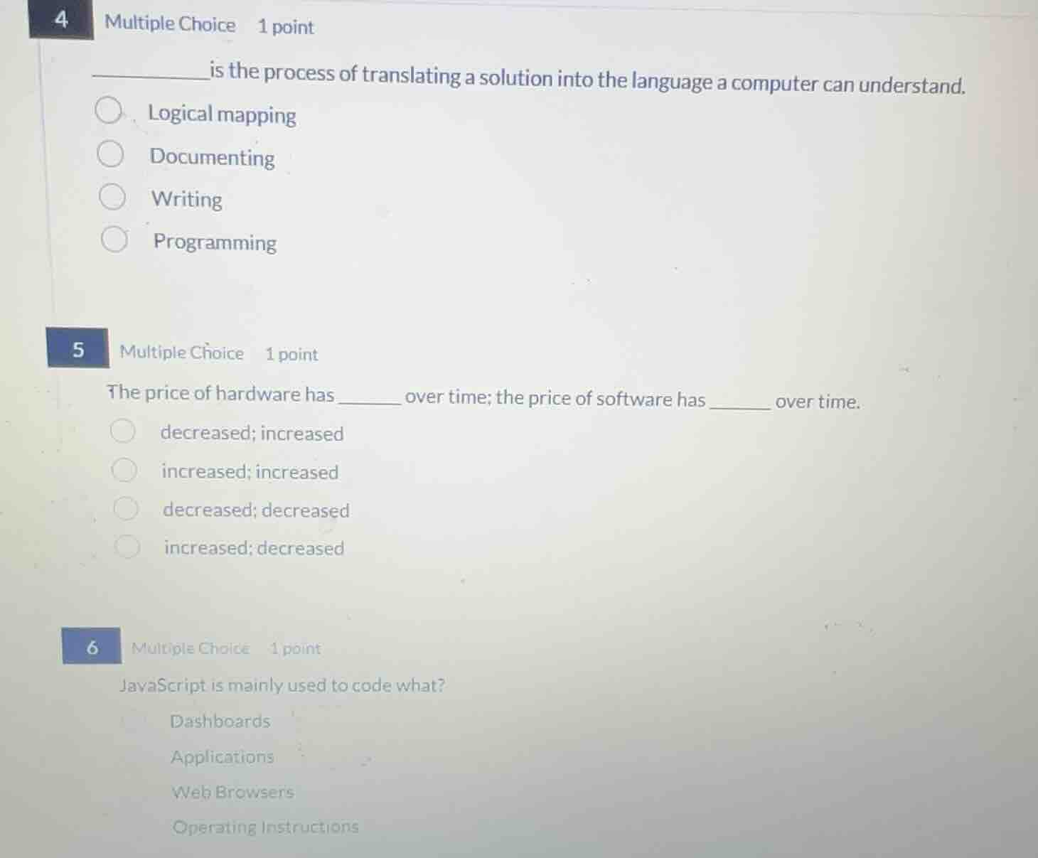 4 multiple choice 1 point ______ is the process of translating a soluti…