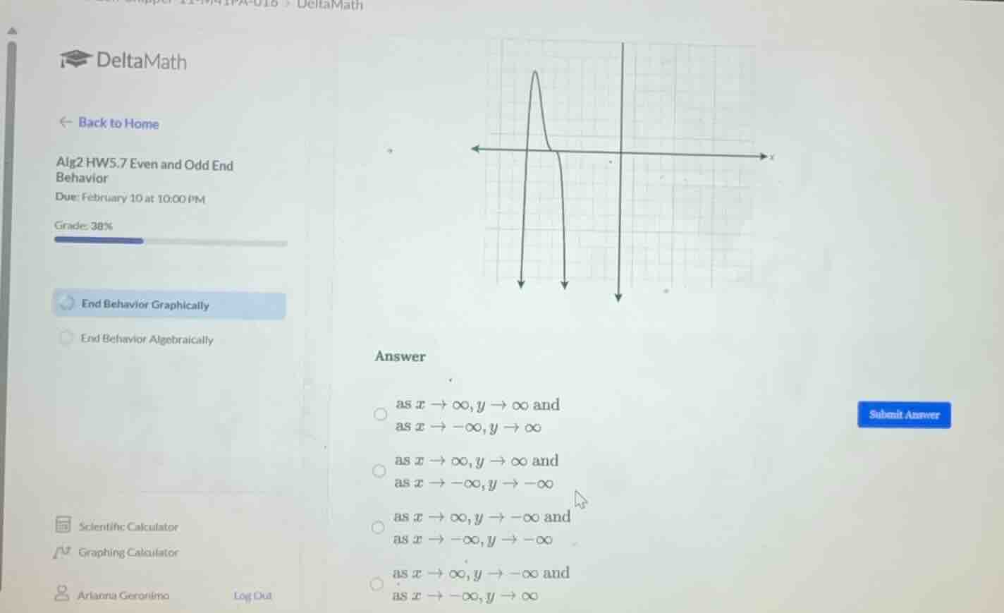 alg2 hw5.7 even and odd end behavior due: february 10 at 10:00 pm grade…