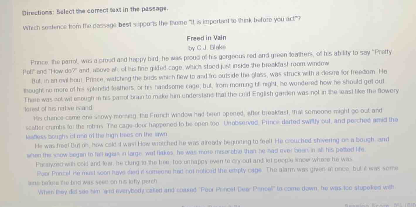 directions: select the correct text in the passage. which sentence from…