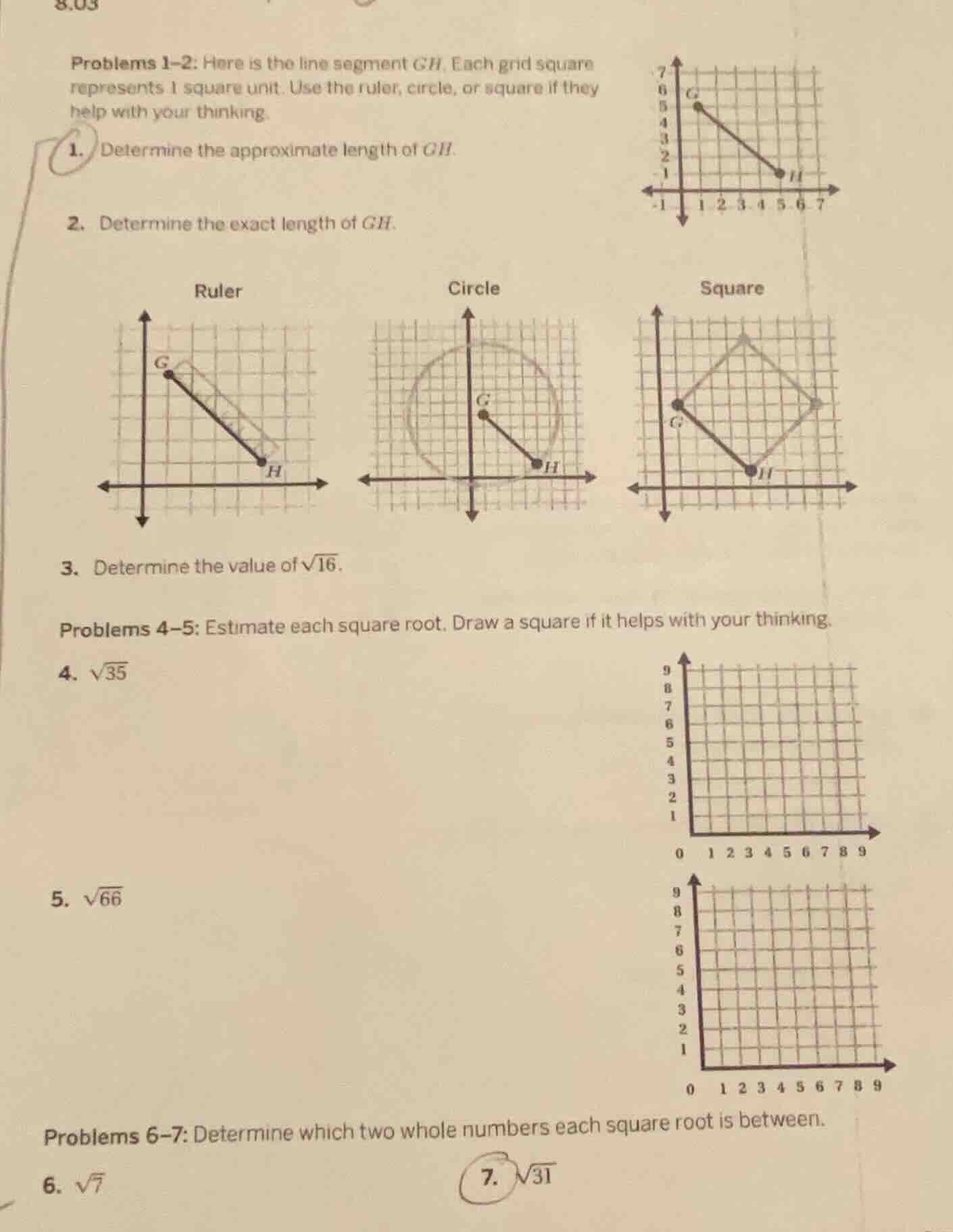 8.03 problems 1-2: here is the line segment gh. each grid square repres…