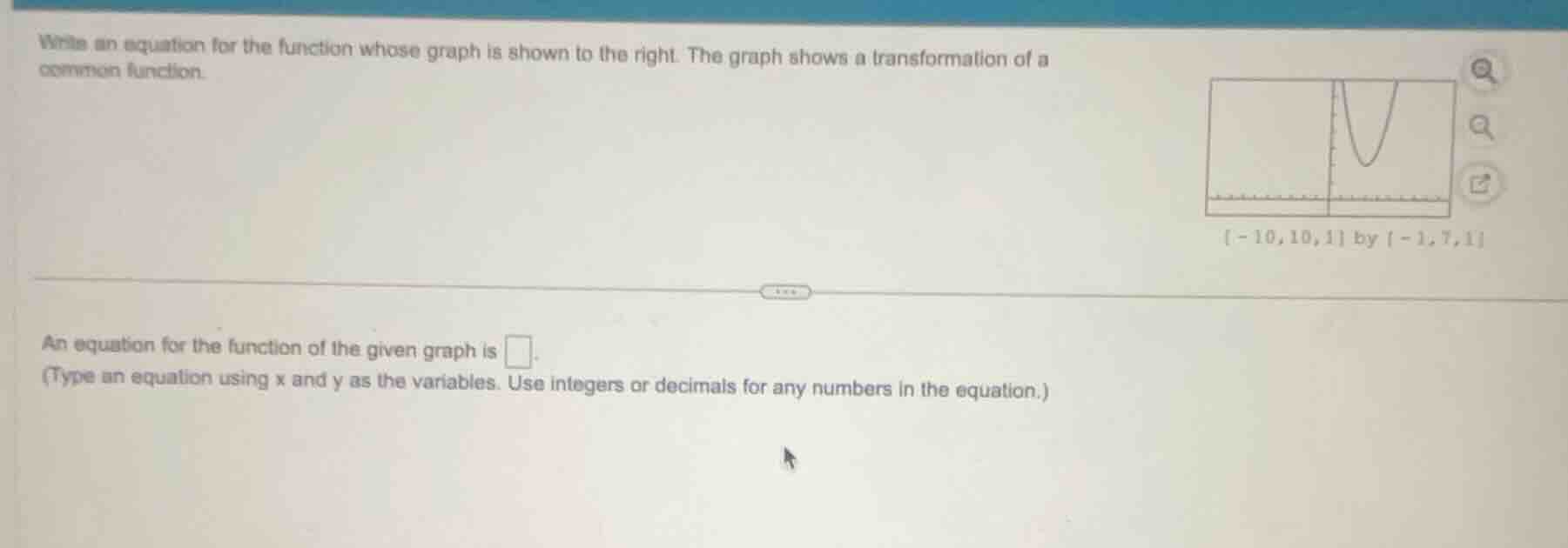 write an equation for the function whose graph is shown to the right. t…