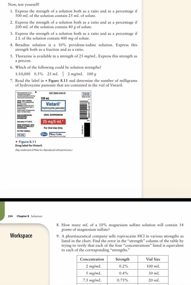 now, test yourself! 1. express the strength of a solution both as a rat…