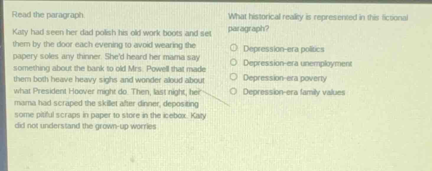 read the paragraph. katy had seen her dad polish his old work boots and…